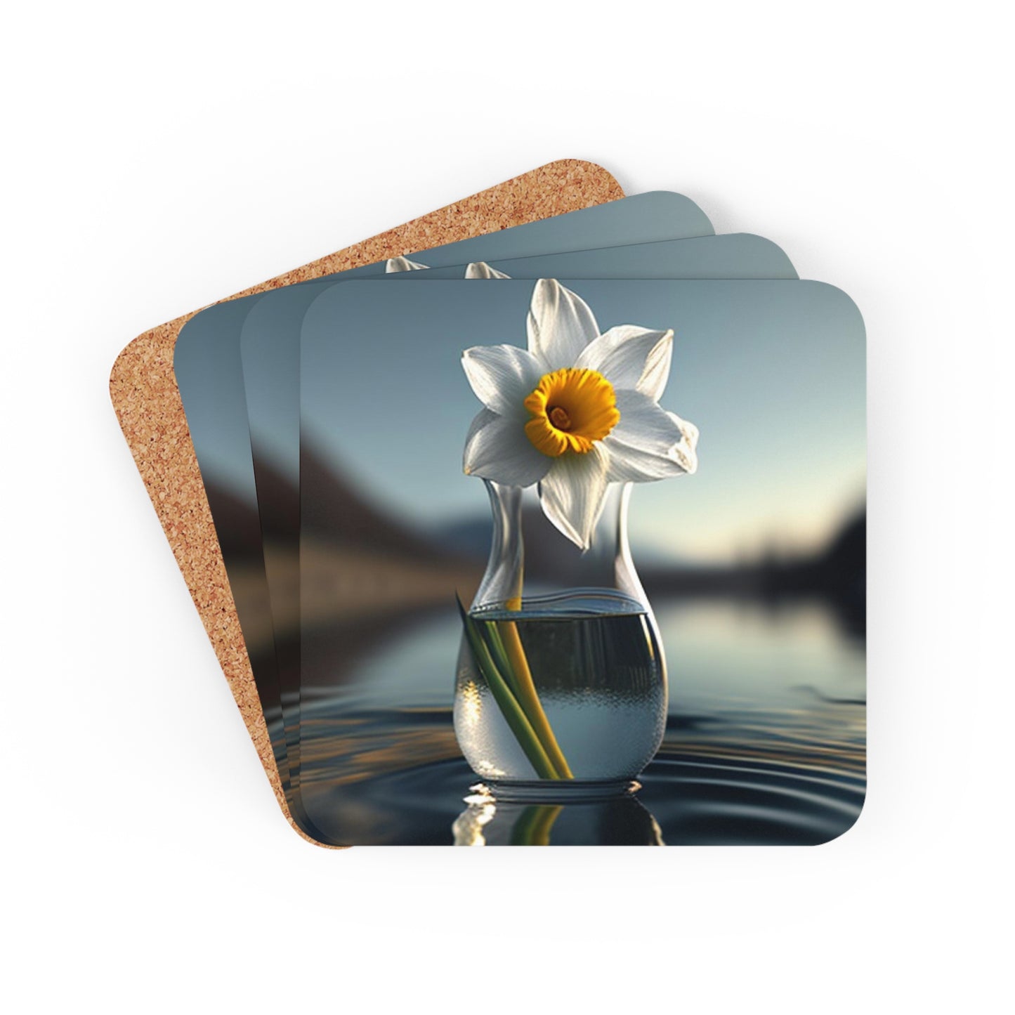 Corkwood Coaster Set Daffodil 3