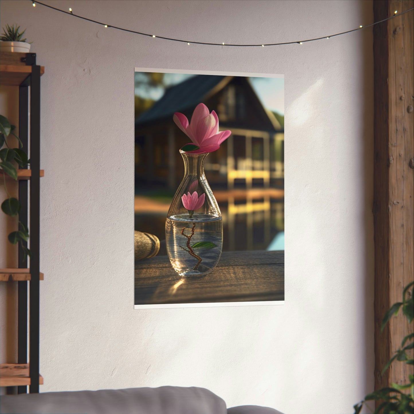 Premium Matte Vertical Posters Magnolia in a Glass vase 4