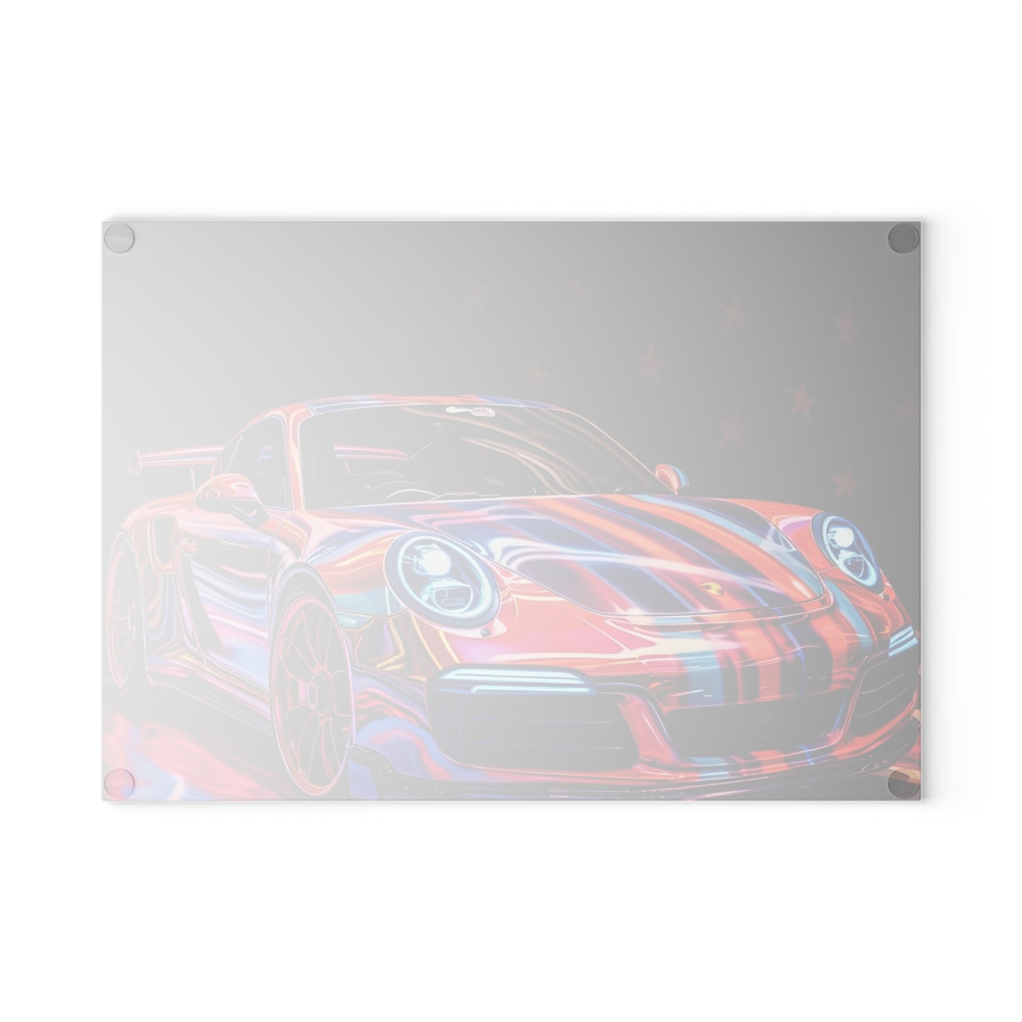 Glass Cutting Board American Flag Colored Porsche 2