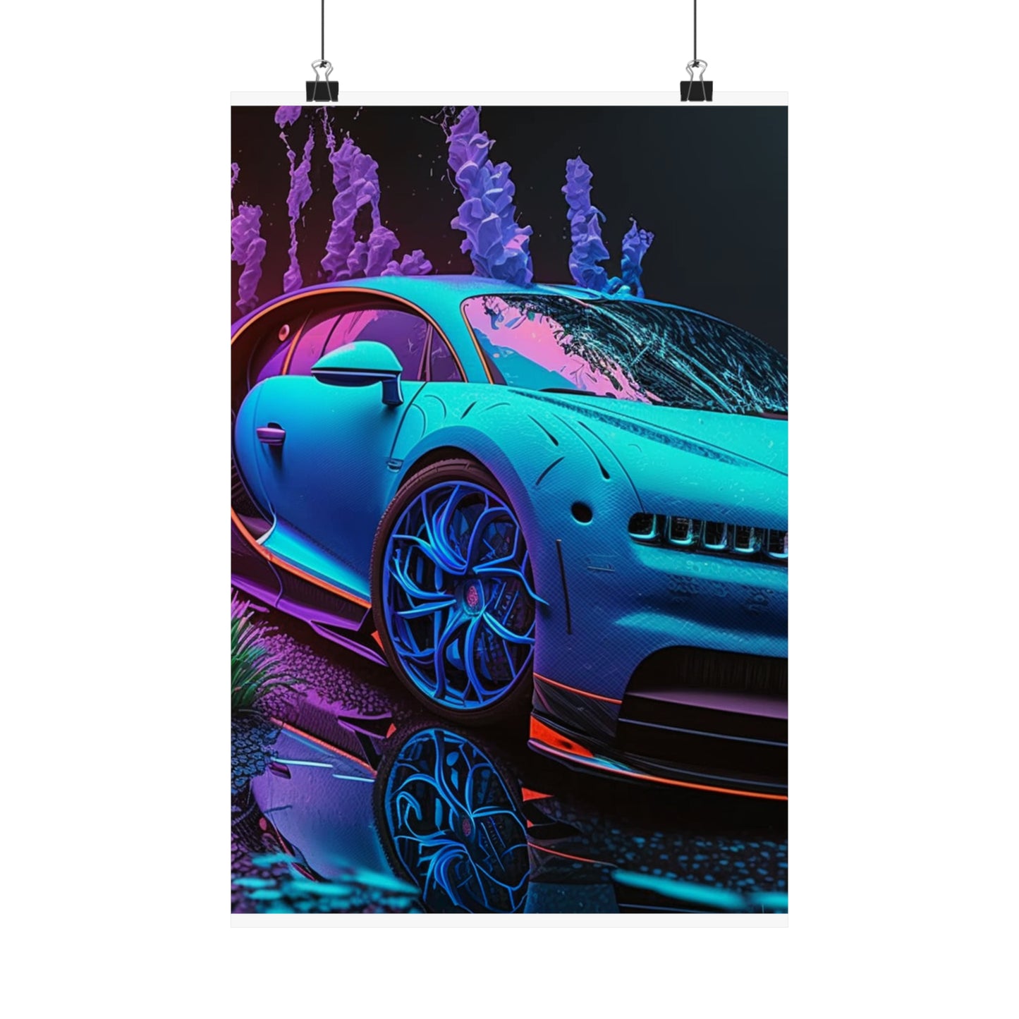 Premium Matte Vertical Posters Bugatti Neon Chiron 2