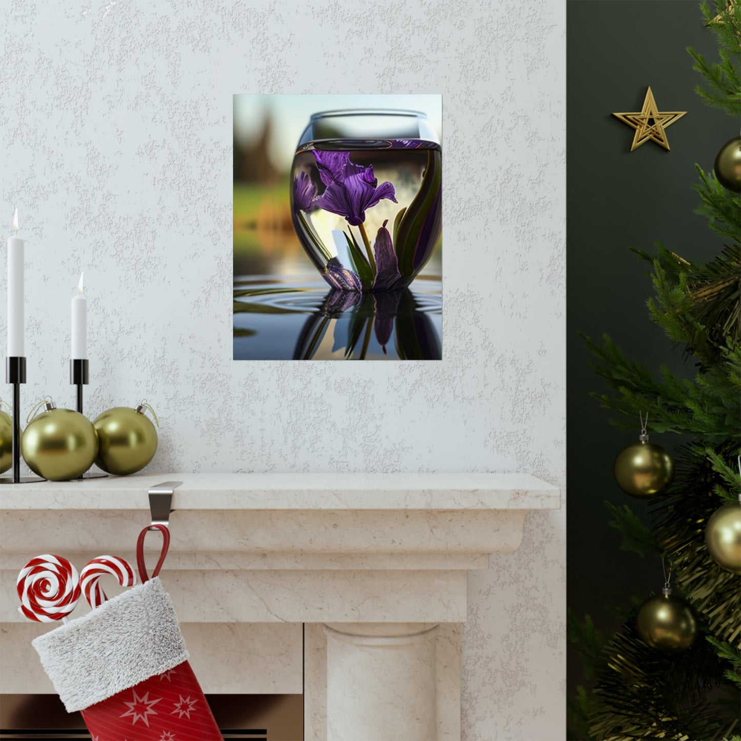 Premium Matte Vertical Posters Purple Iris in a vase 3