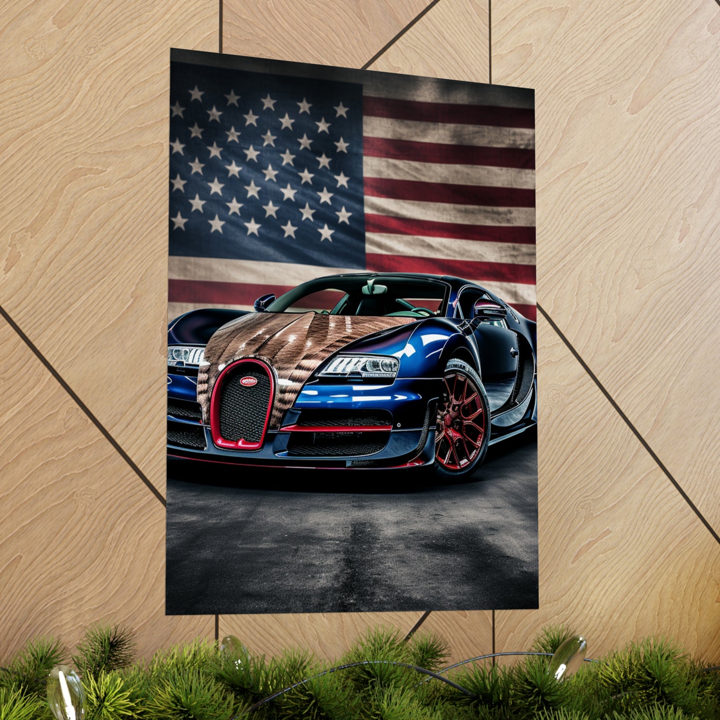 Premium Matte Vertical Posters Bugatti American Flag 4