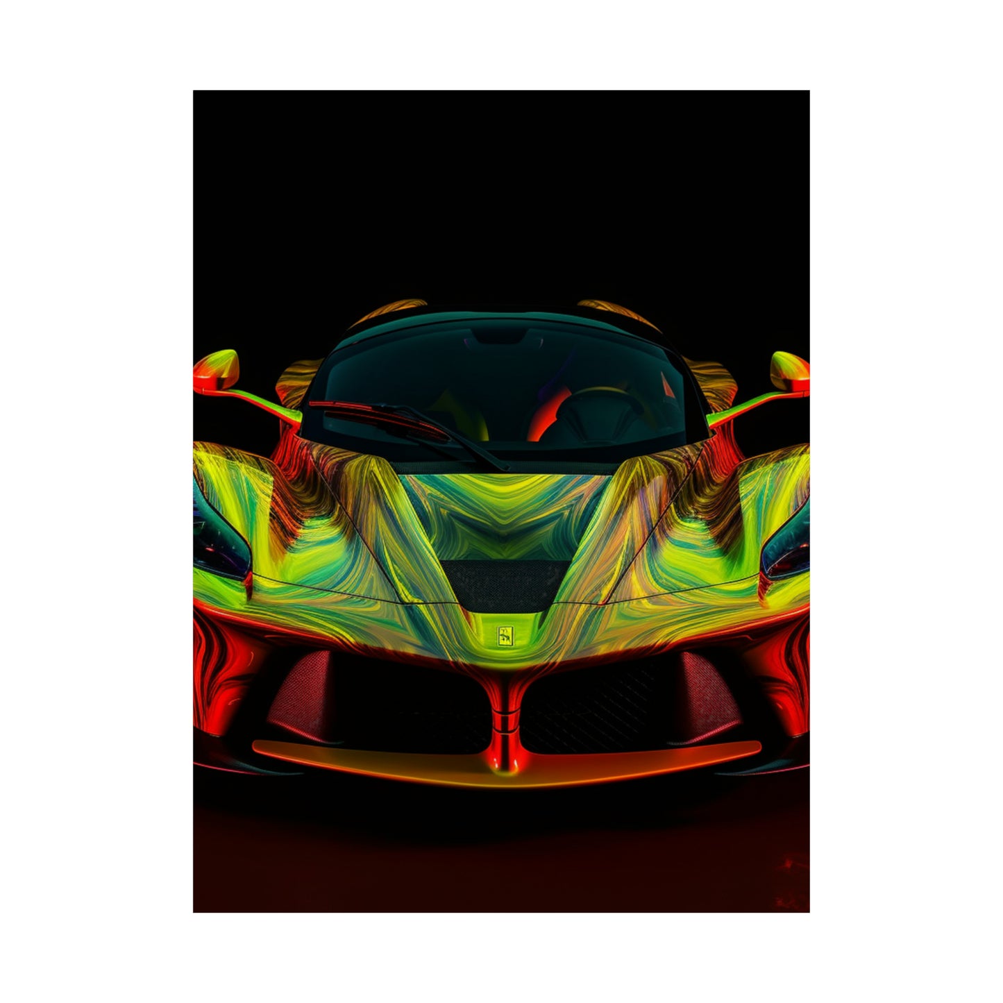 Premium Matte Vertical Posters Ferrari Neon 1