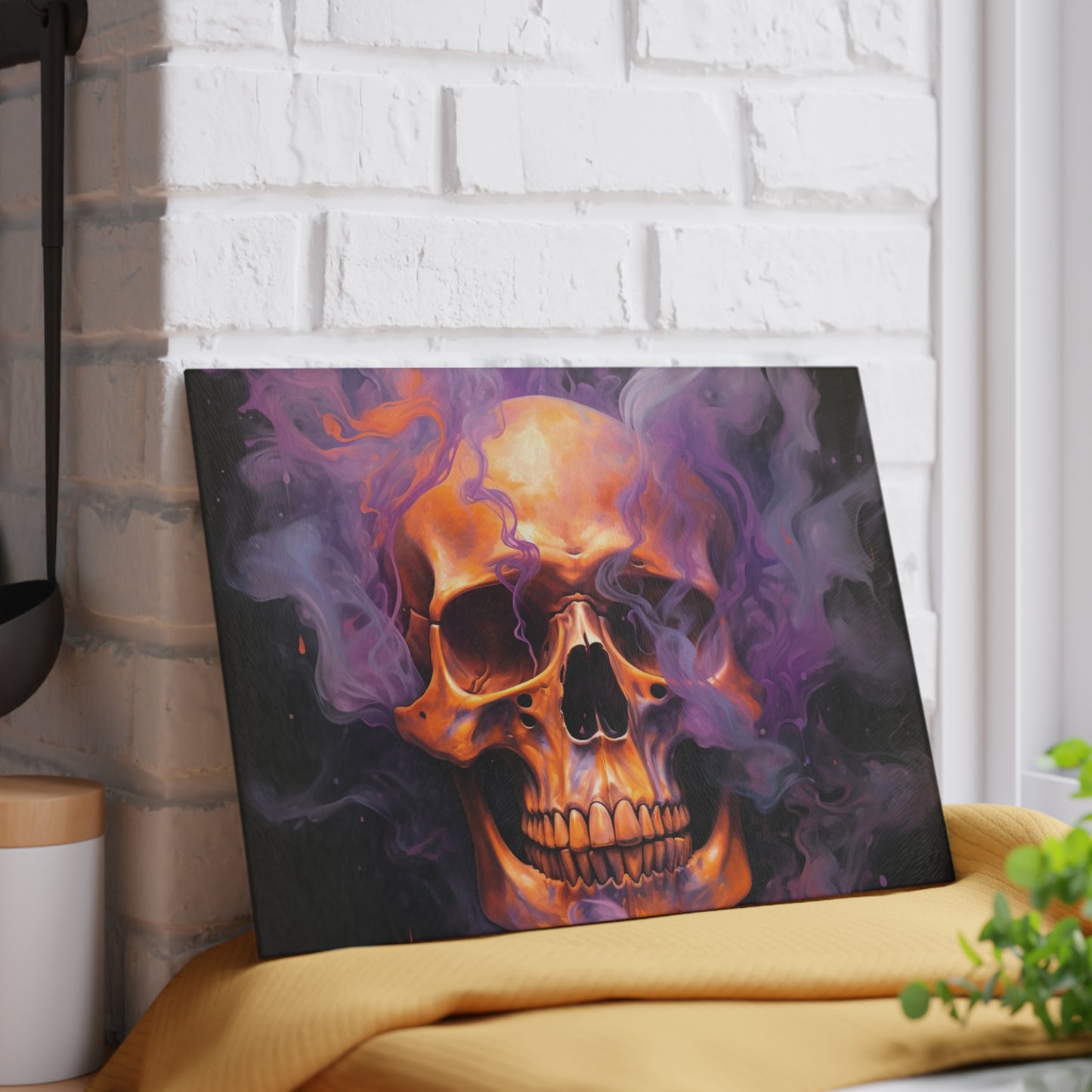 Glass Cutting Board Skull Flames 4