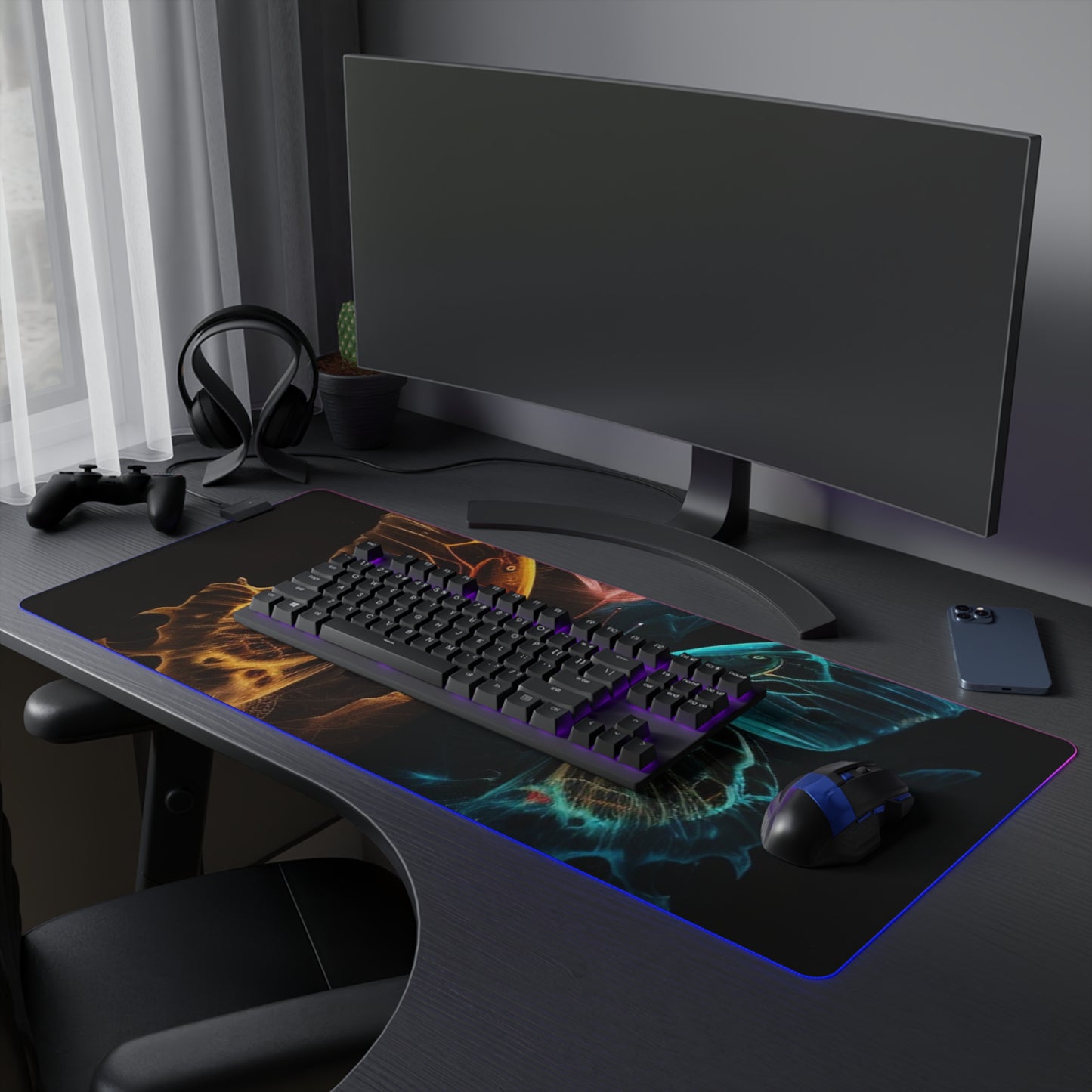 LED Gaming Mouse Pad Kiss Neon Butterfly 4