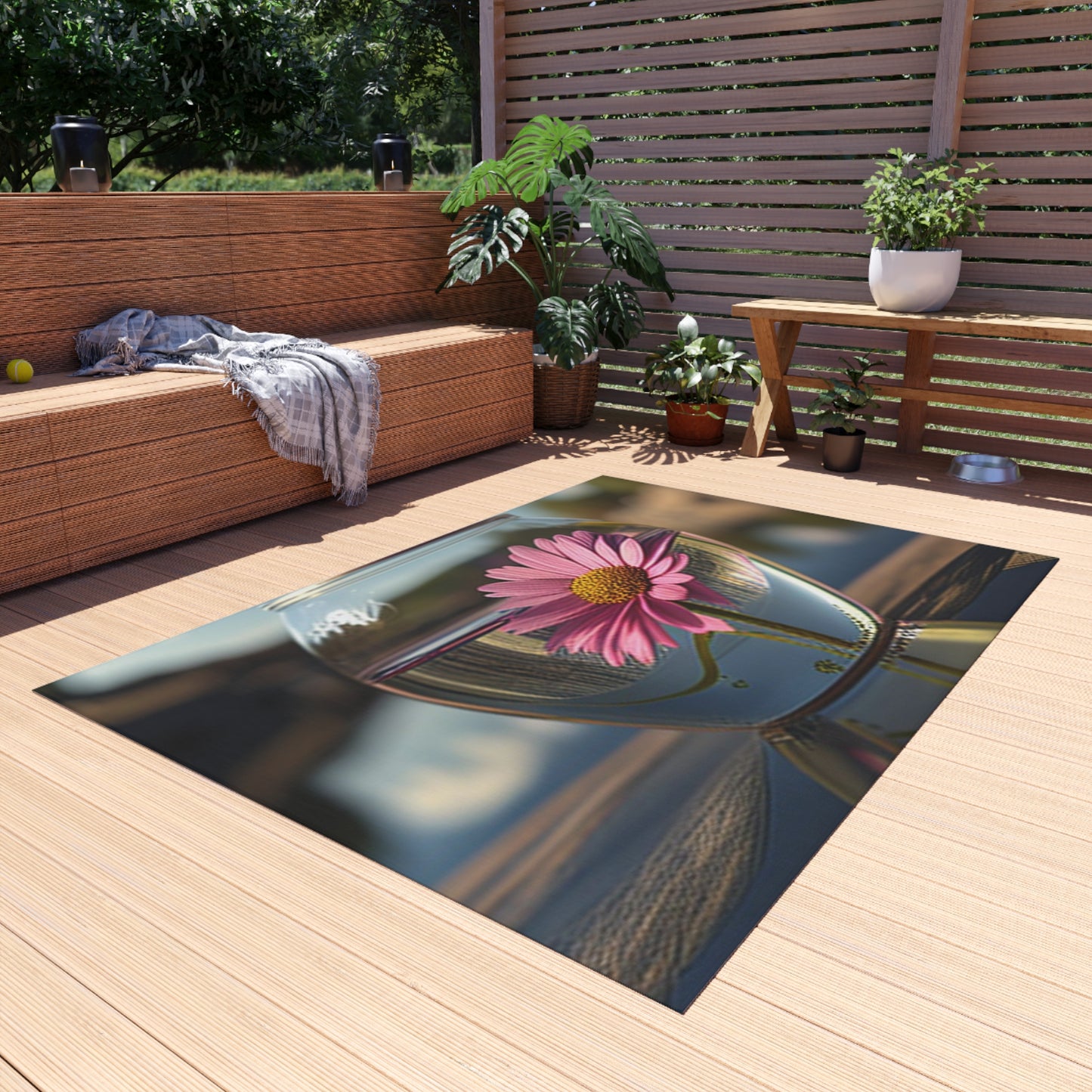 Outdoor Rug  Pink Daisy 3