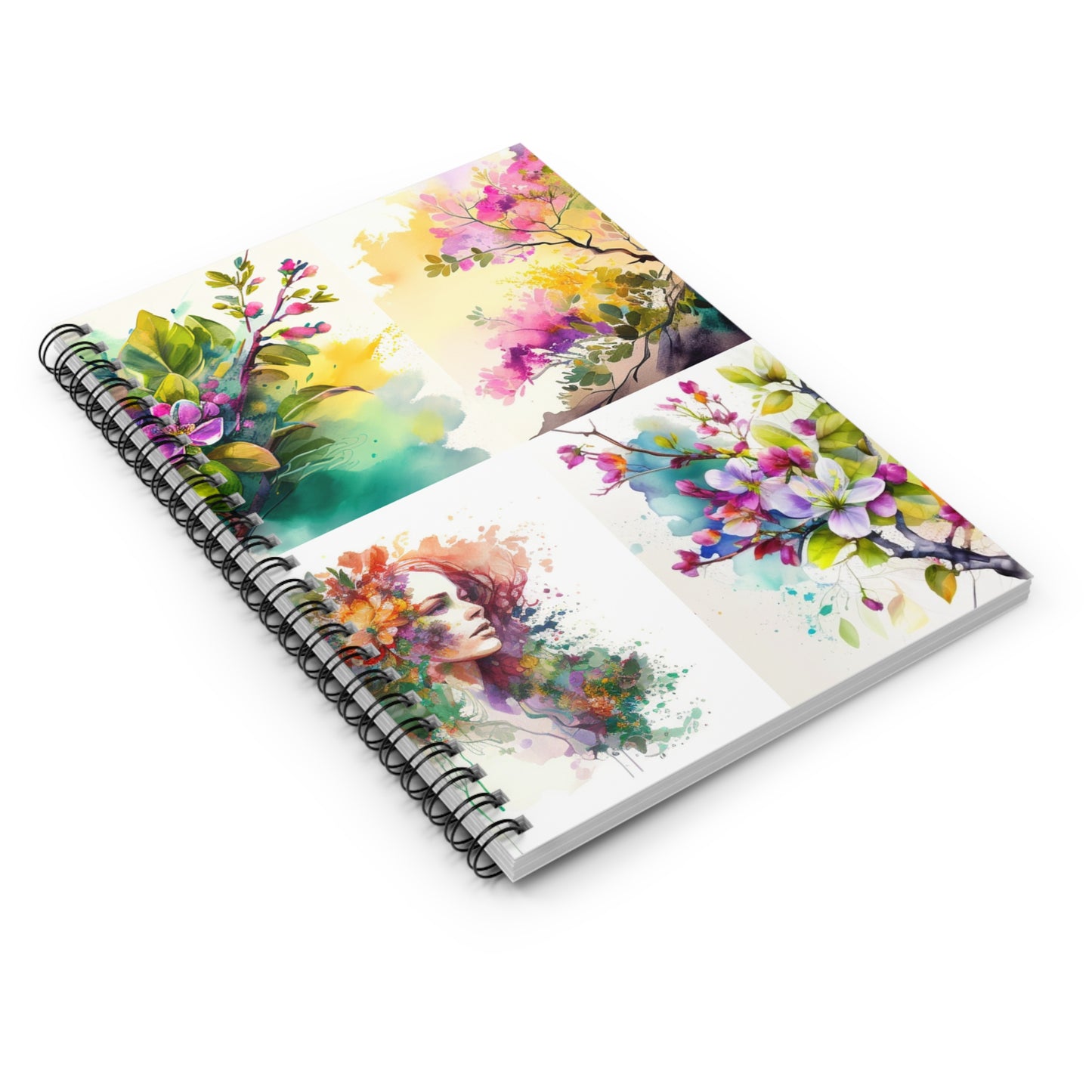 Spiral Notebook - Ruled Line Mother Nature Bright Spring Colors Realistic Watercolor 5