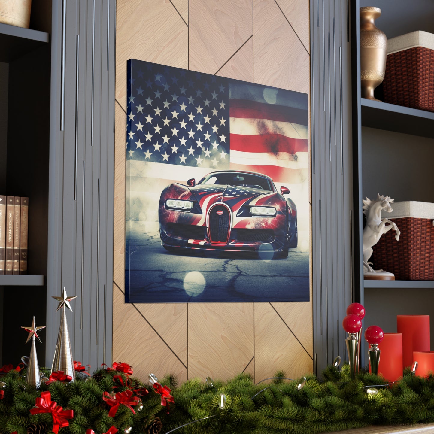 Canvas Gallery Wraps Abstract American Flag Background Bugatti 1