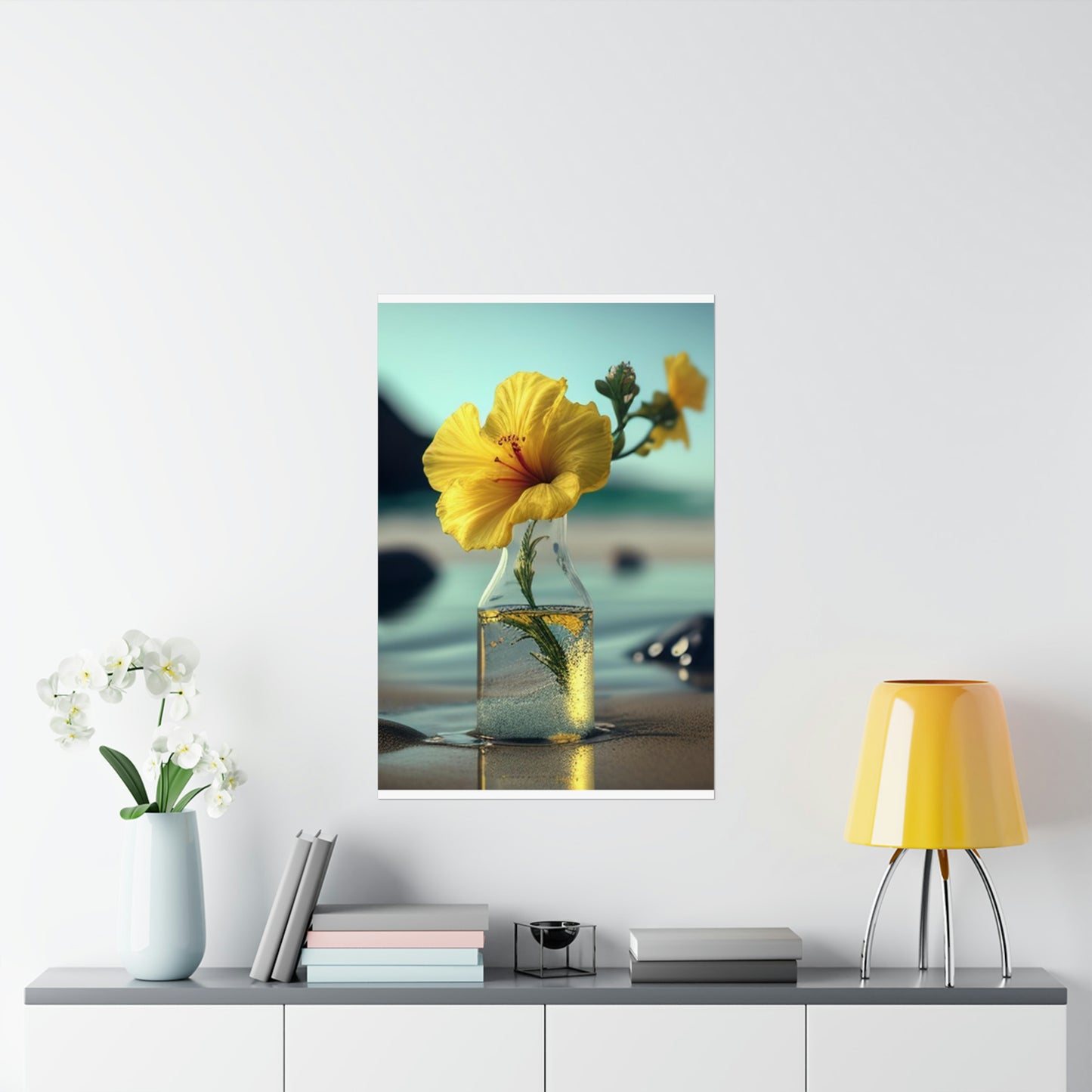 Premium Matte Vertical Posters Yellow Hibiscus glass 3