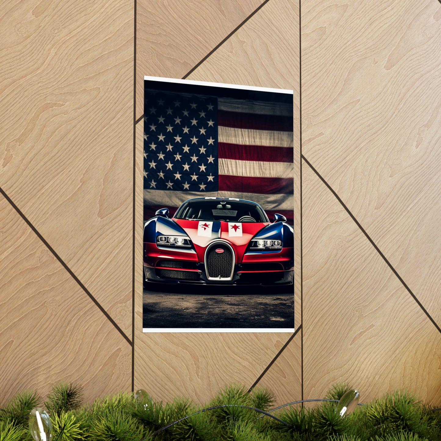 Premium Matte Vertical Posters Bugatti American Flag 3