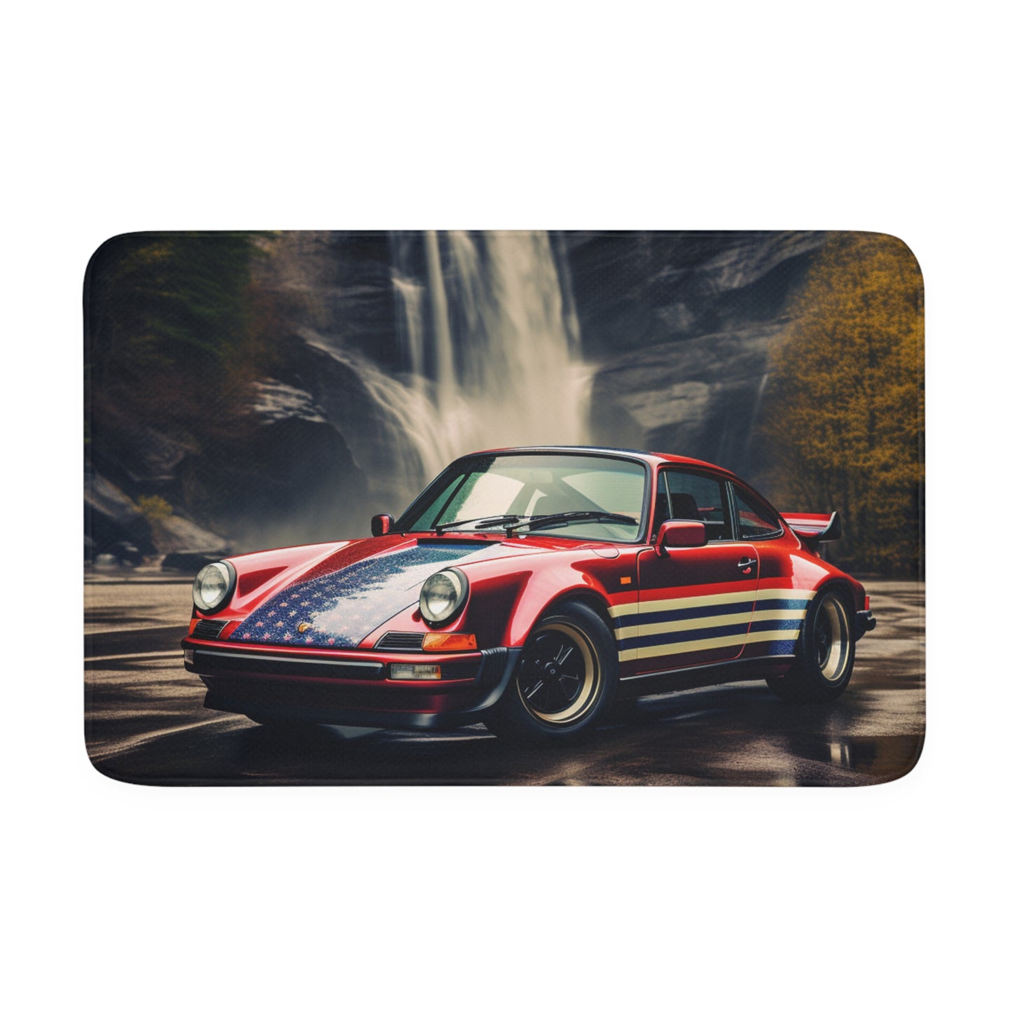 Memory Foam Bath Mat American Flag Porsche Abstract 1