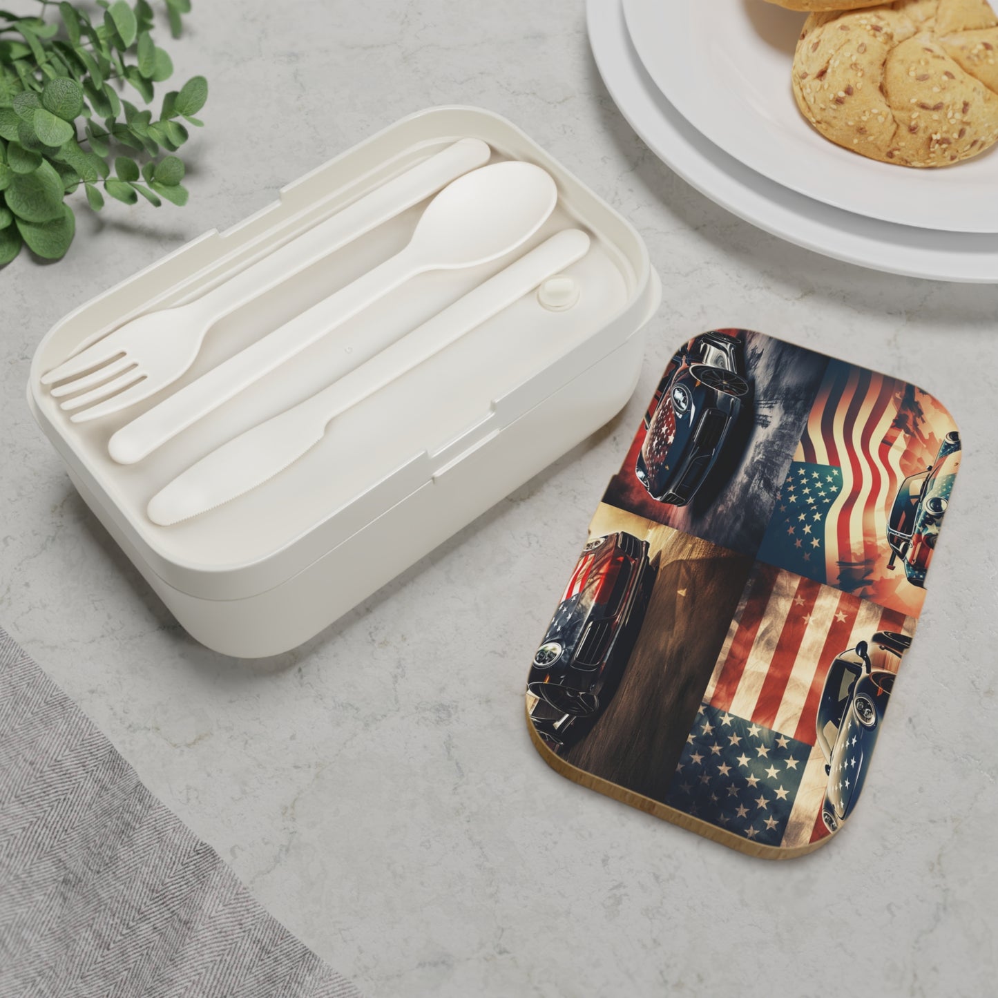 Bento Lunch Box Abstract American Flag Background Porsche 5