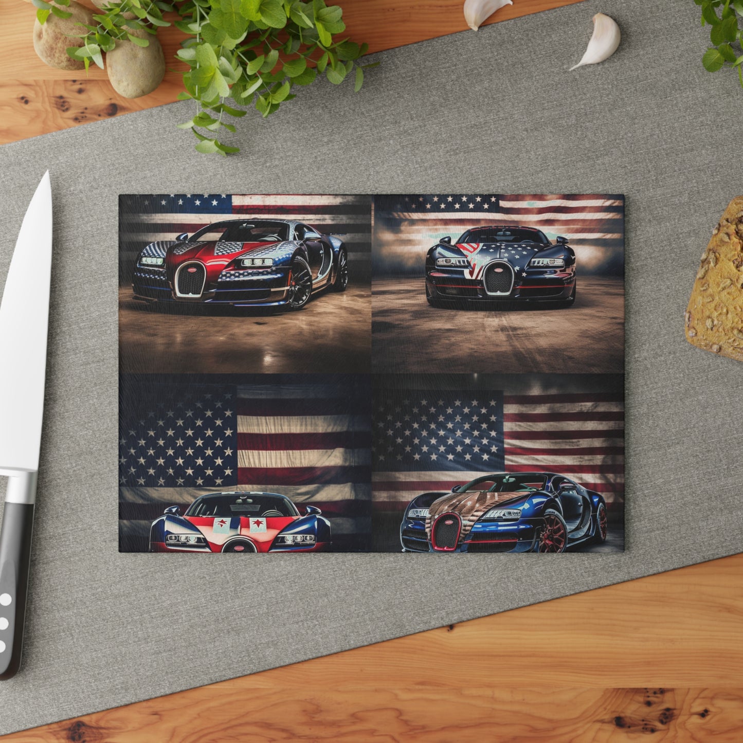 Glass Cutting Board Bugatti American Flag 5