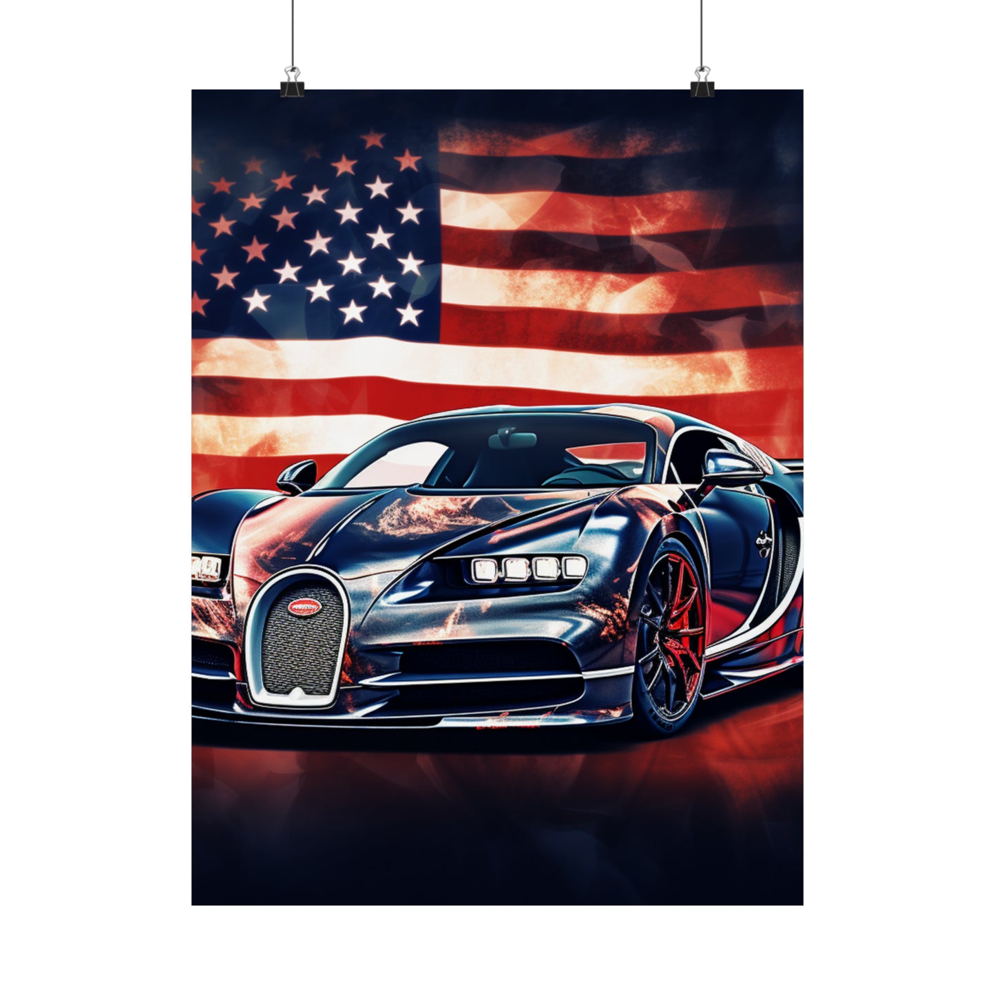 Premium Matte Vertical Posters Abstract American Flag Background Bugatti 4