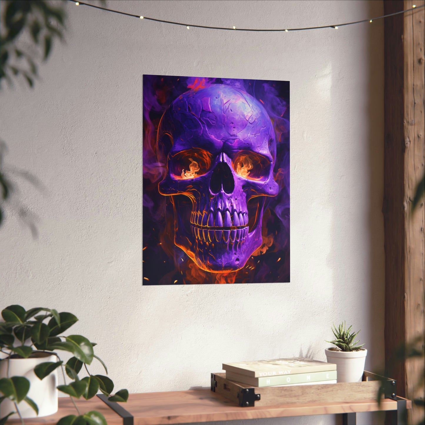 Premium Matte Vertical Posters Skull Flames 1