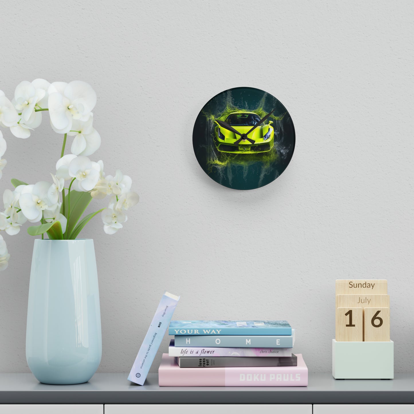 Acrylic Wall Clock Farrari Water 4