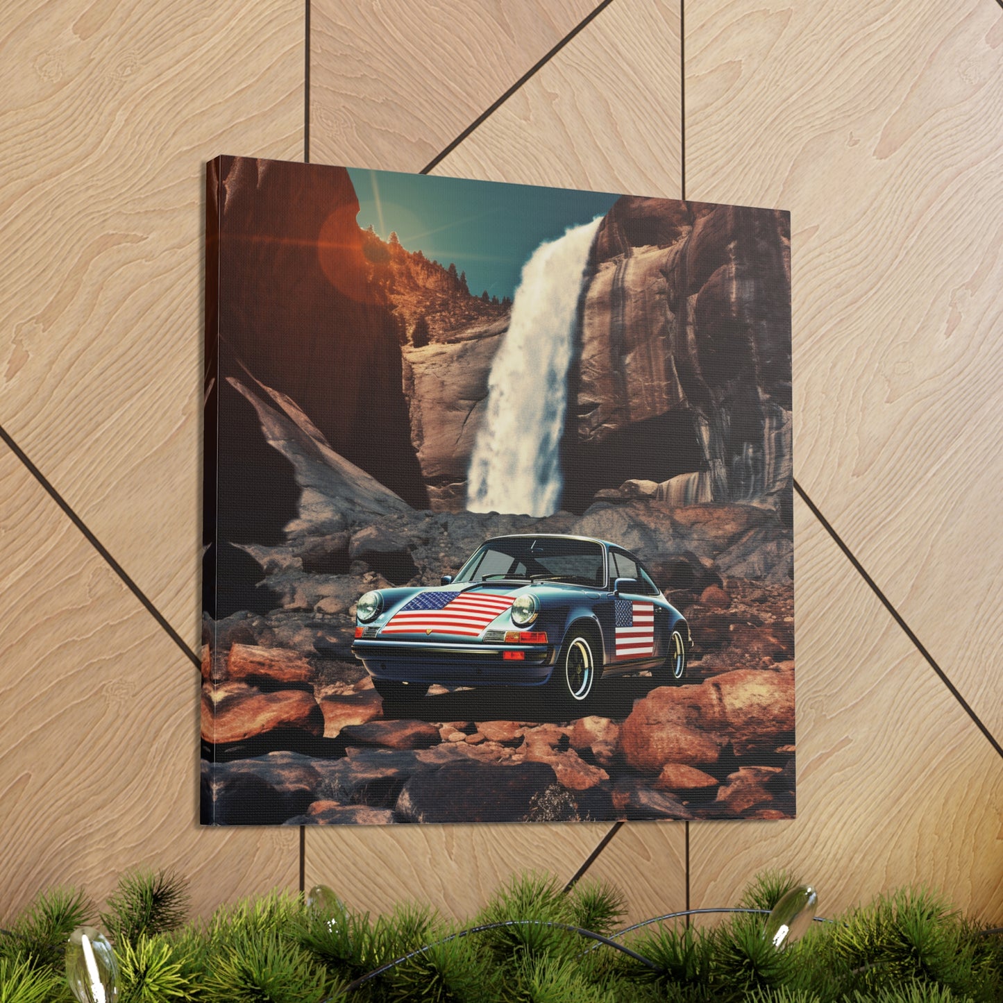 Canvas Gallery Wraps American Flag Porsche Abstract 2