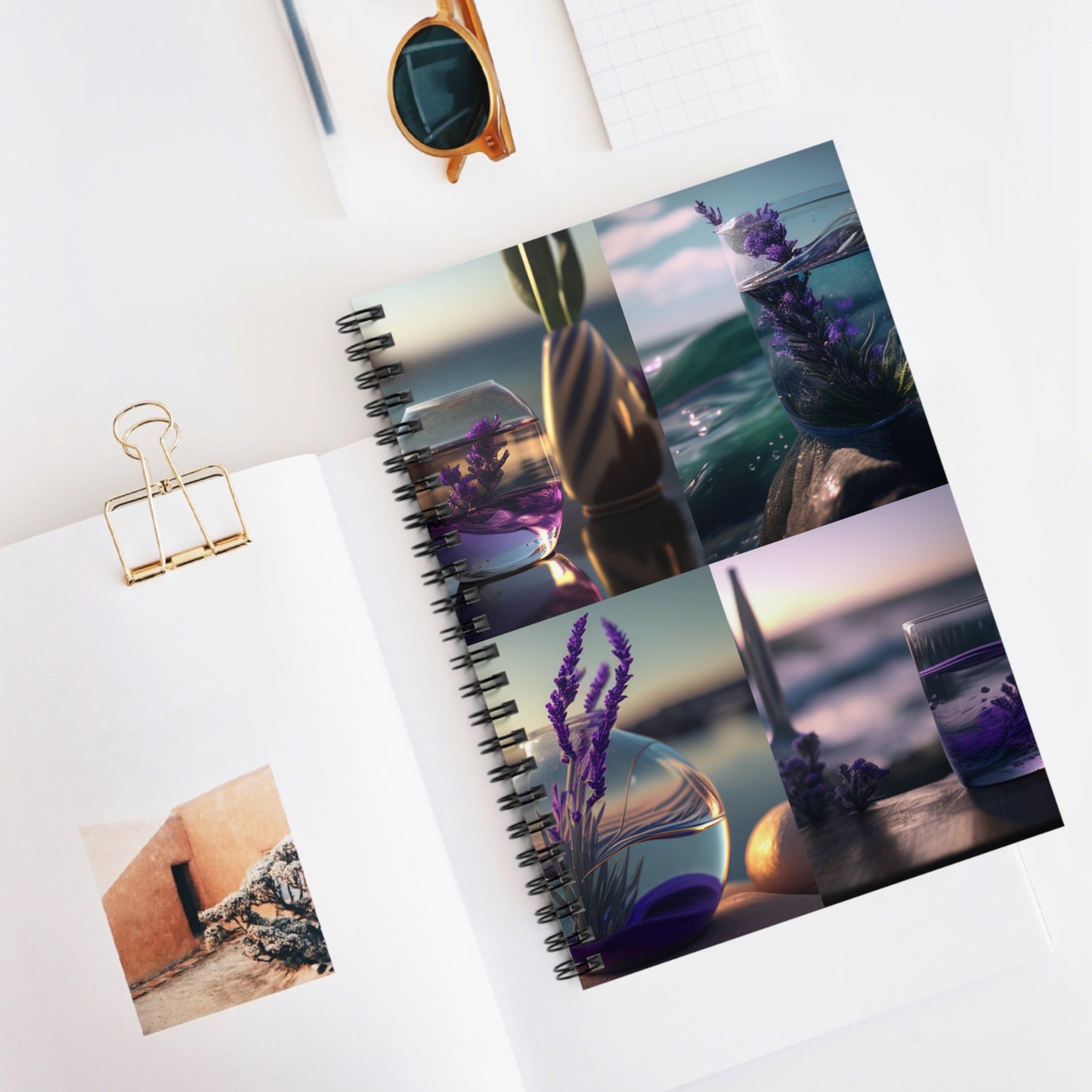 Spiral Notebook - Ruled Line Lavender in a vase 5