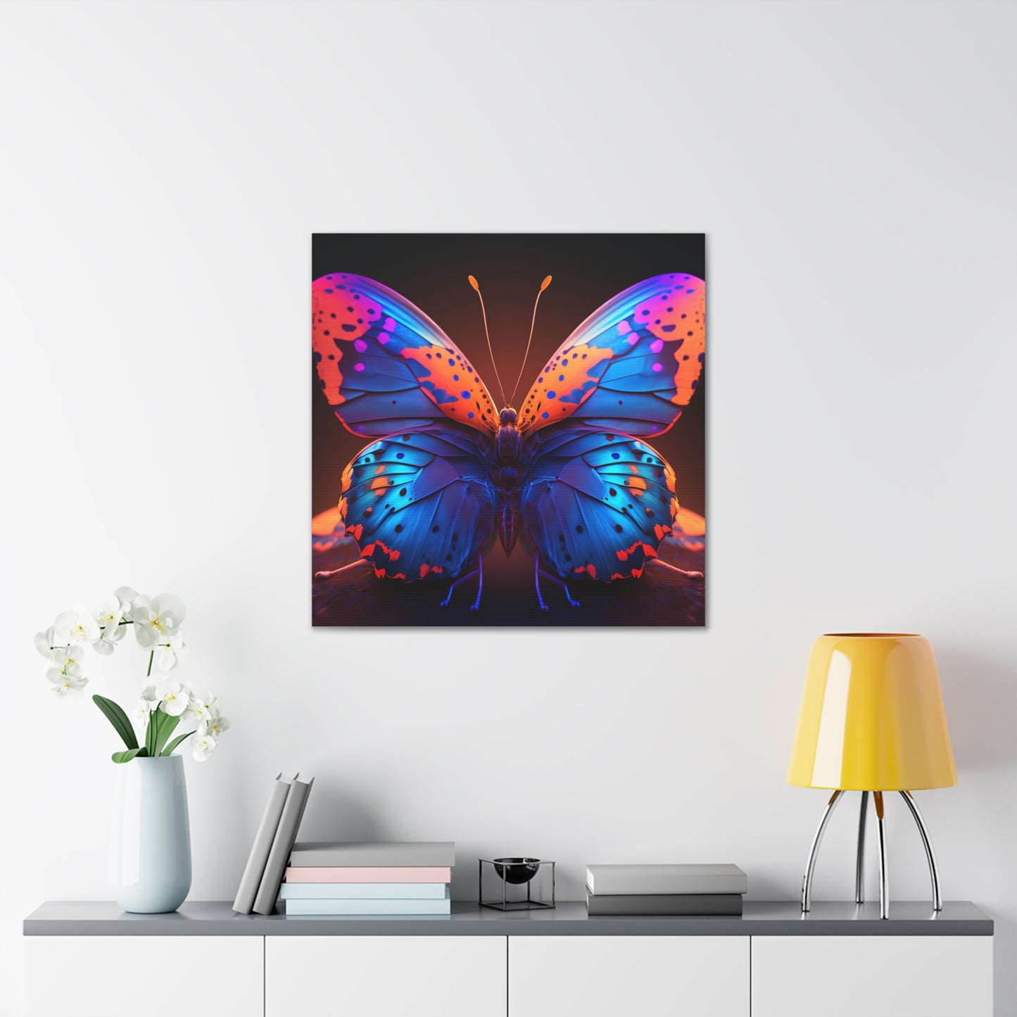 Canvas Gallery Wraps Neon Butterfly Macro 3