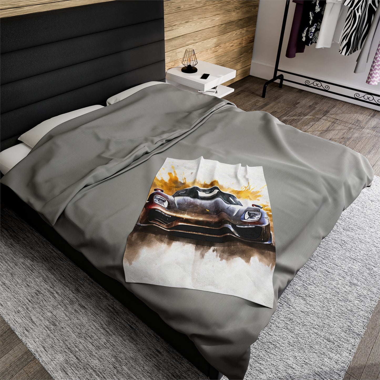 Velveteen Plush Blanket 918 Spyder white background driving fast with water splashing 1