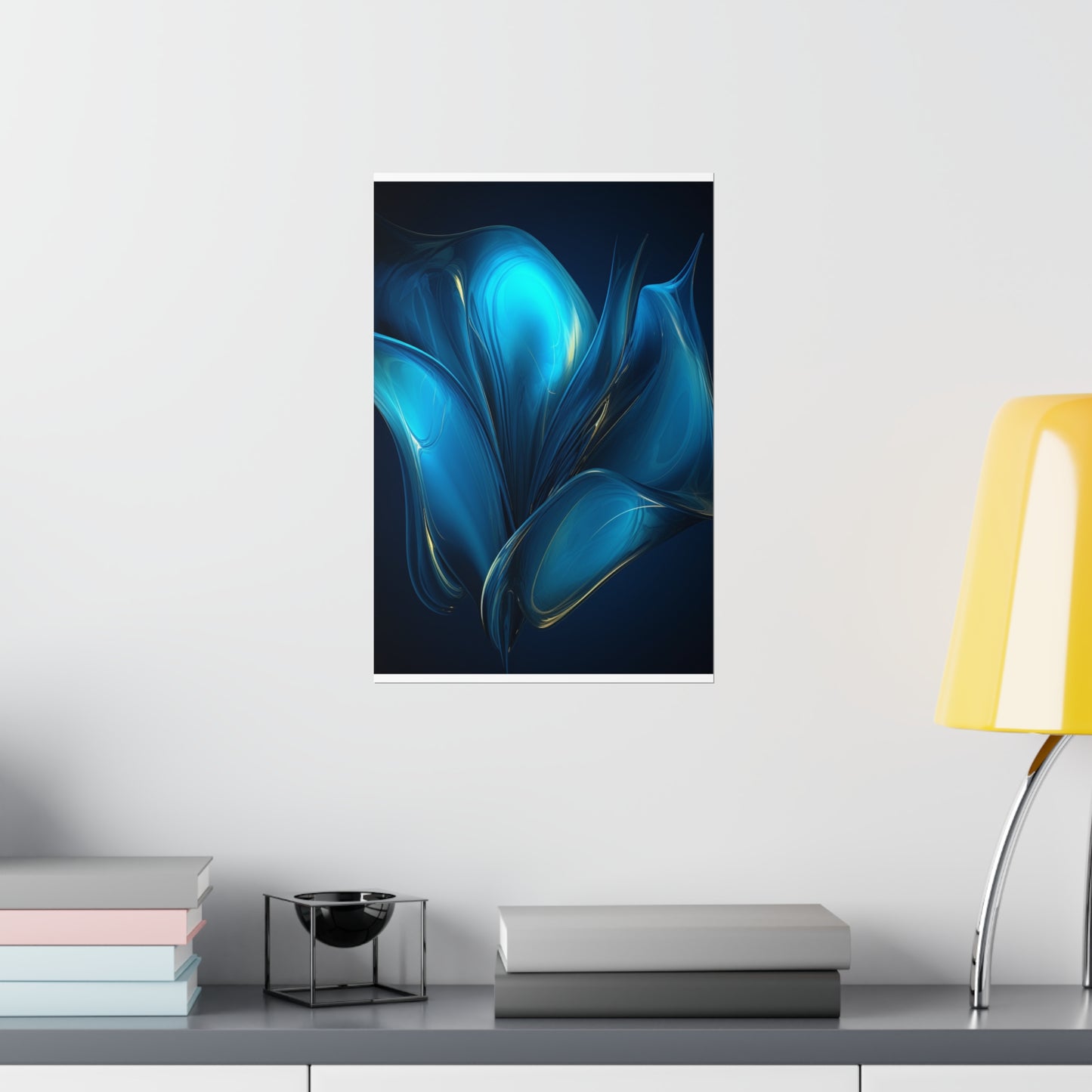 Premium Matte Vertical Posters Abstract Blue Tulip 2