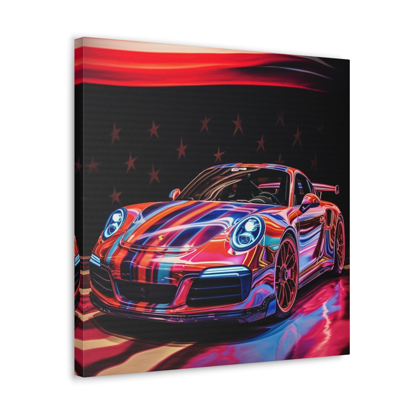 Canvas Gallery Wraps American Flag Colored Porsche 2