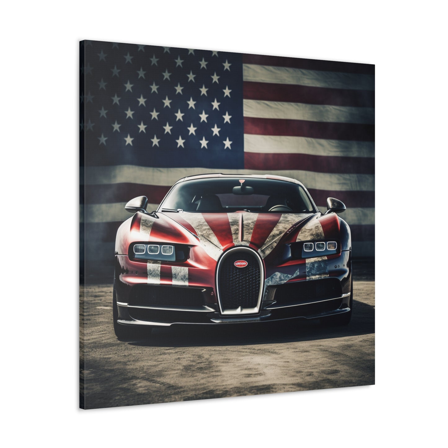 Canvas Gallery Wraps American Flag Background Bugatti 3