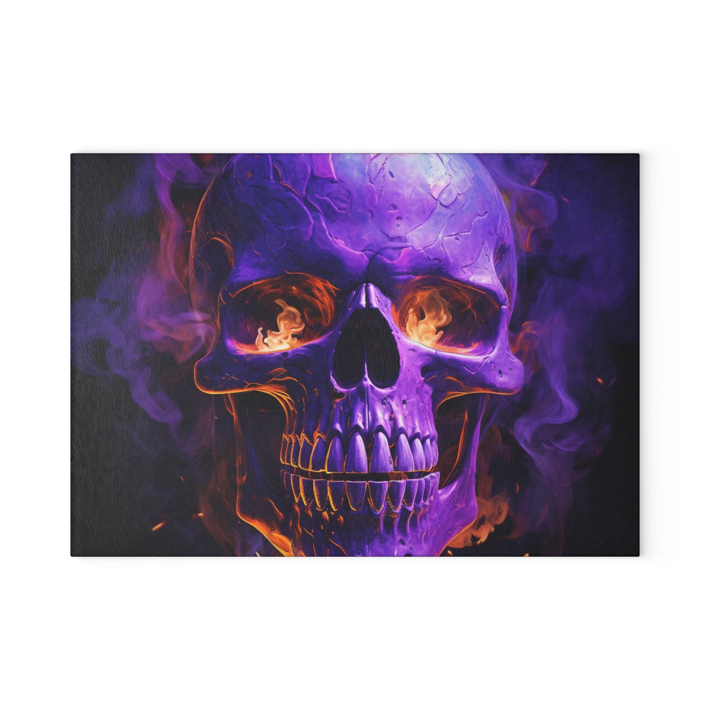 Glass Cutting Board Skull Flames 1