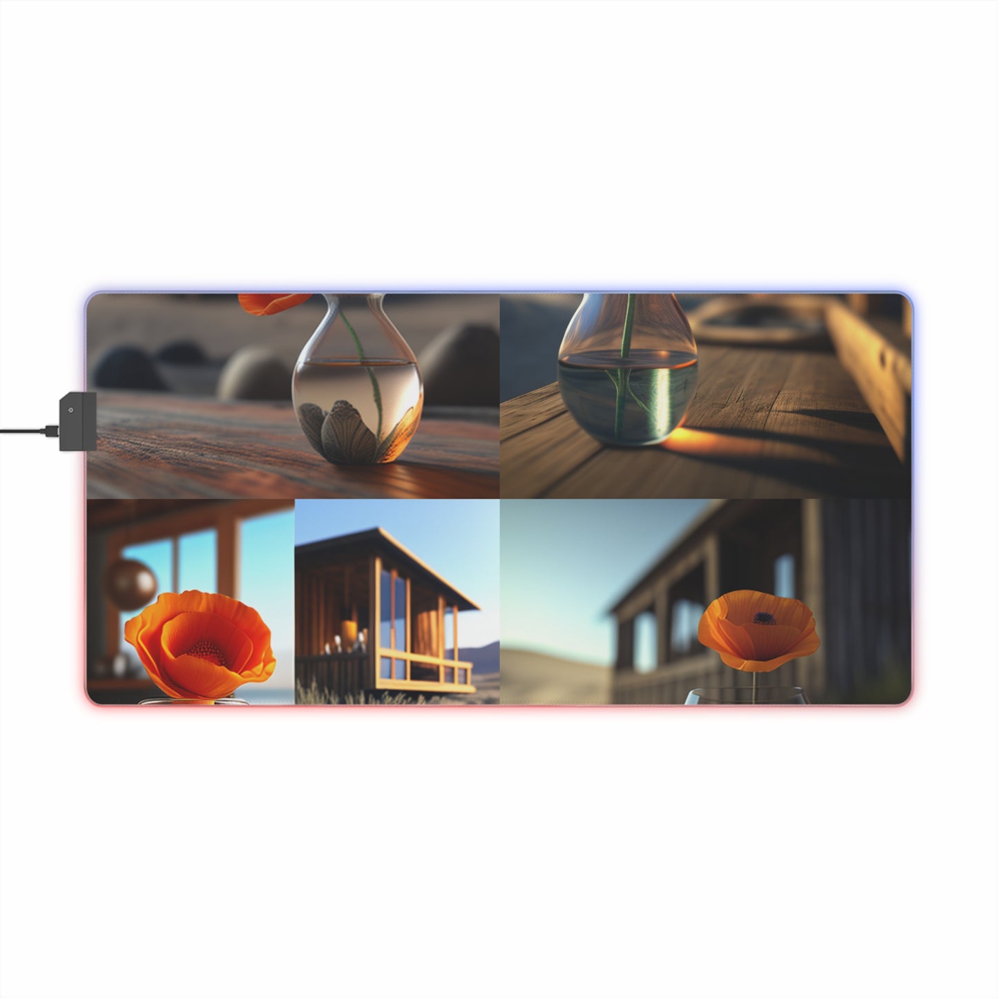LED Gaming Mouse Pad Poppy in a Glass Vase 5