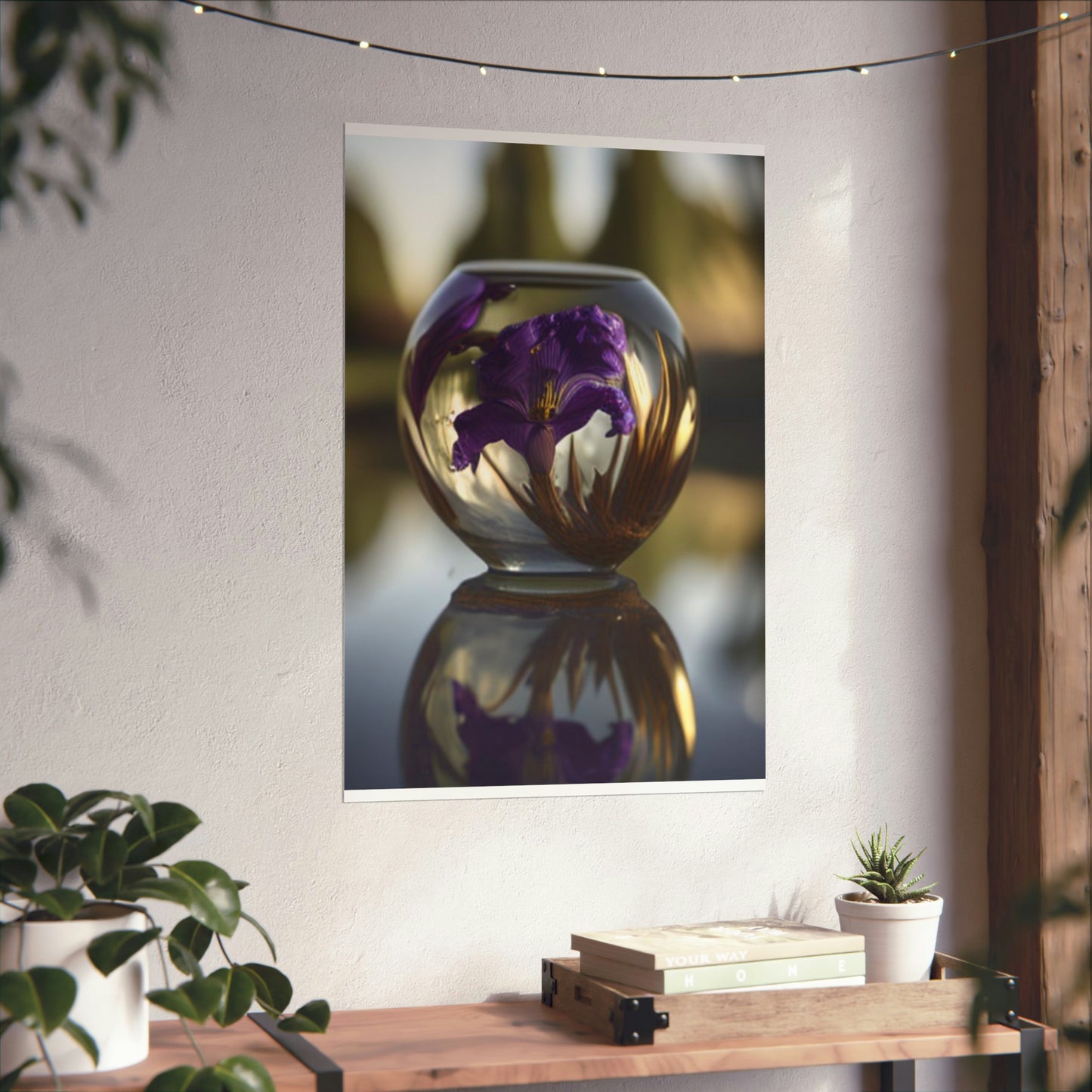 Premium Matte Vertical Posters Purple Iris in a vase 2