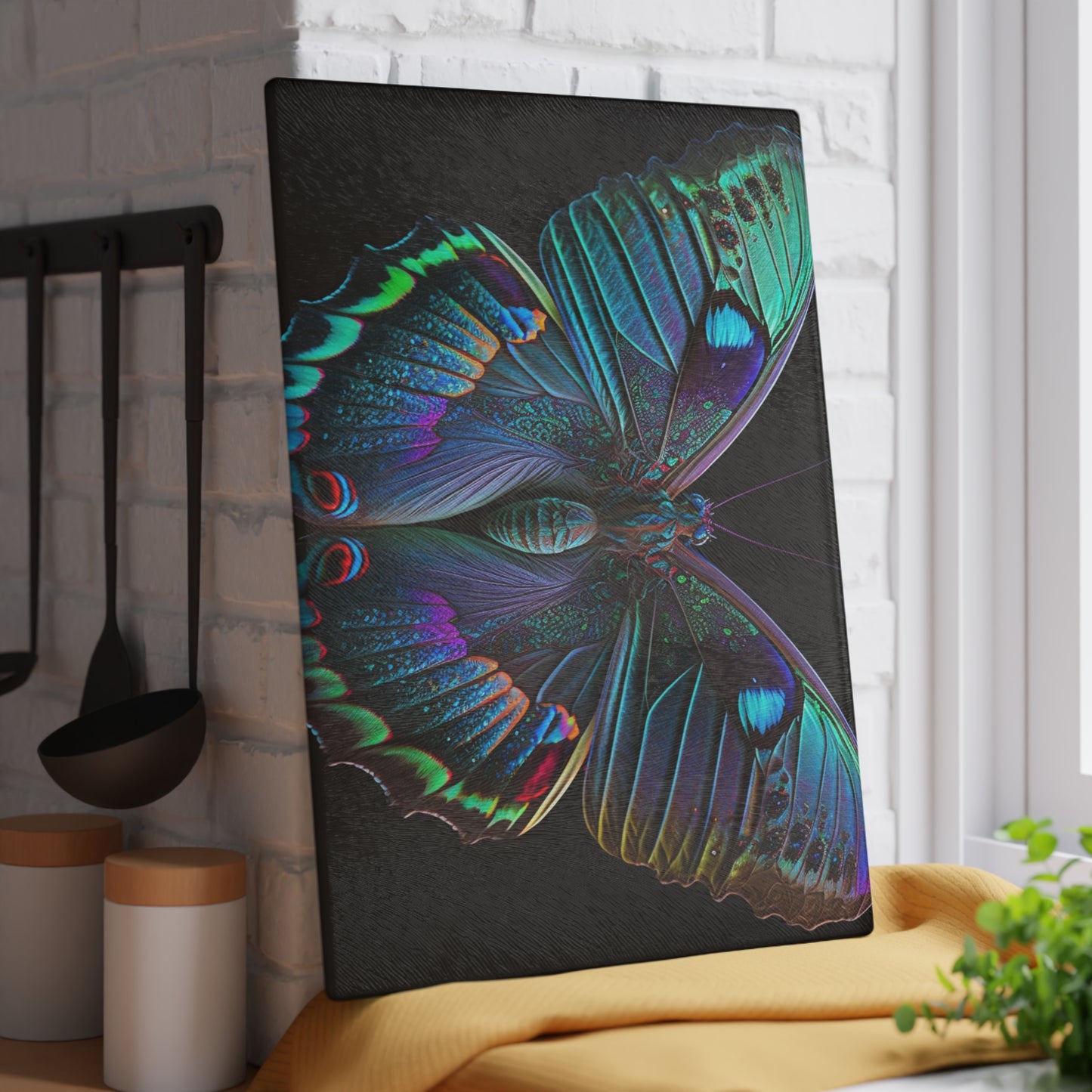 Glass Cutting Board Hue Neon Butterfly 4