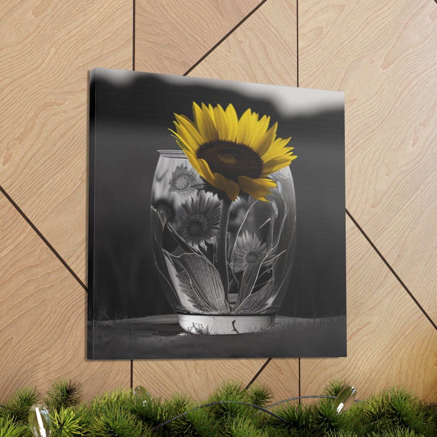 Canvas Gallery Wraps Yellw Sunflower in a vase 1