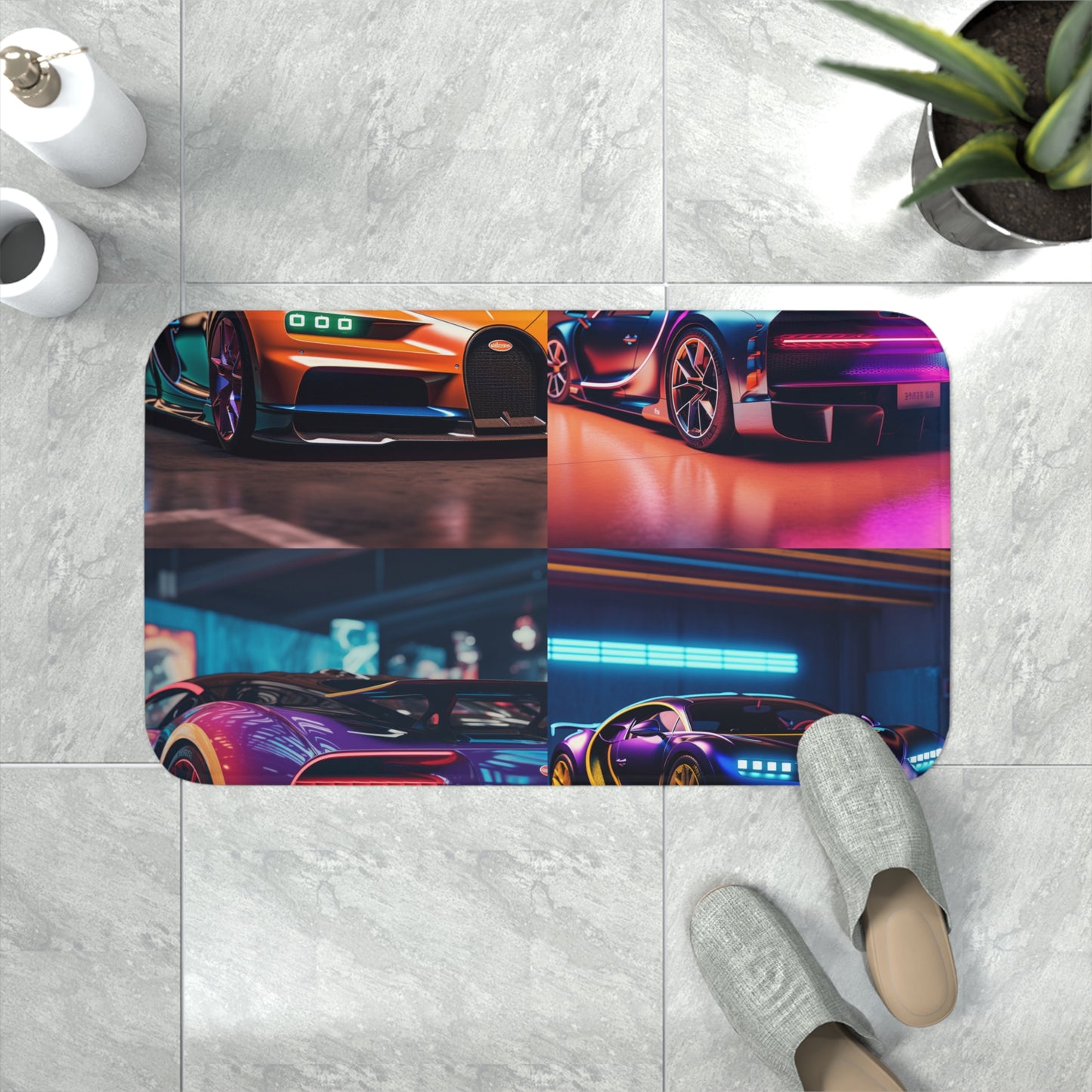 Memory Foam Bath Mat Hyper Bugatti Neon Chiron 5