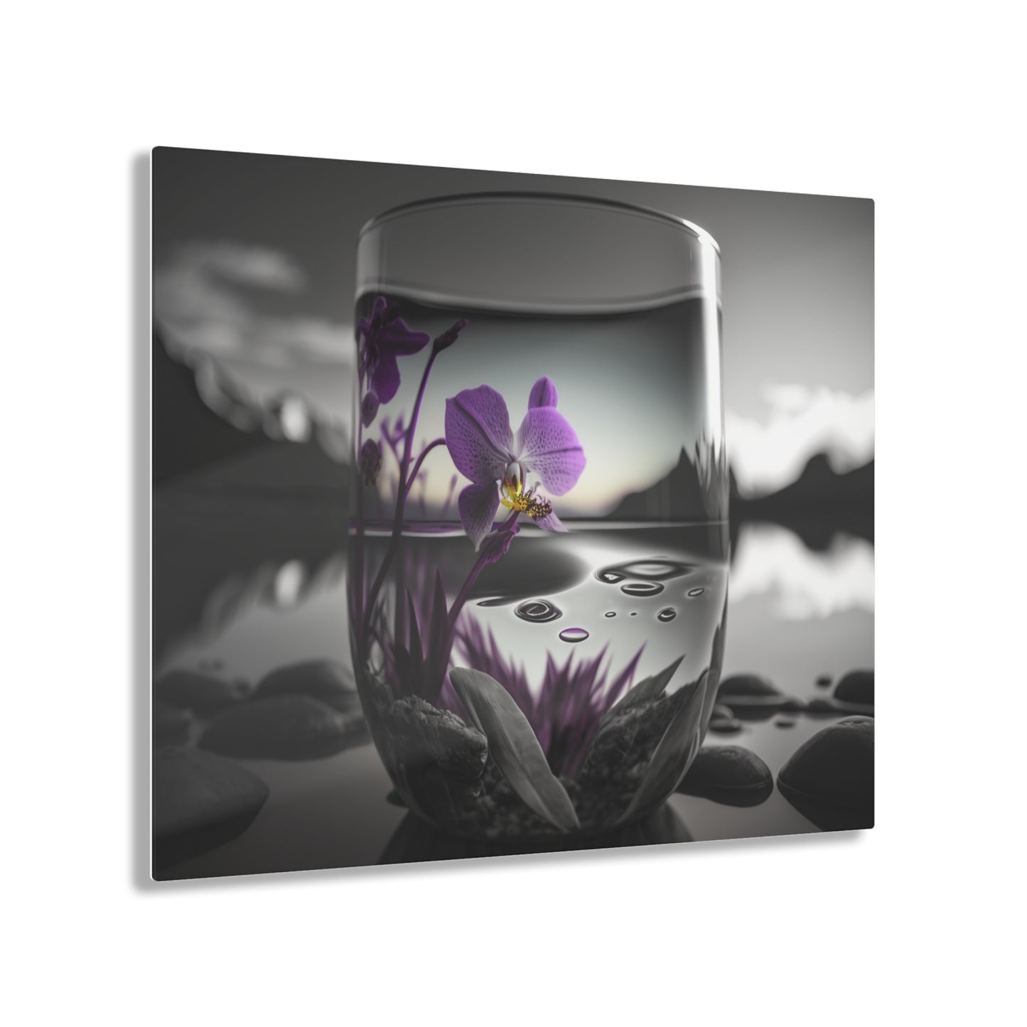 Acrylic Prints Purple Orchid Glass vase 2