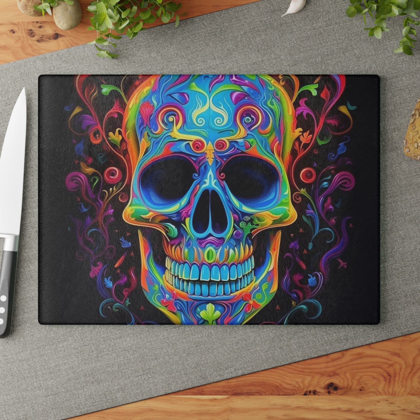 Glass Cutting Board Macro Skull Color 4