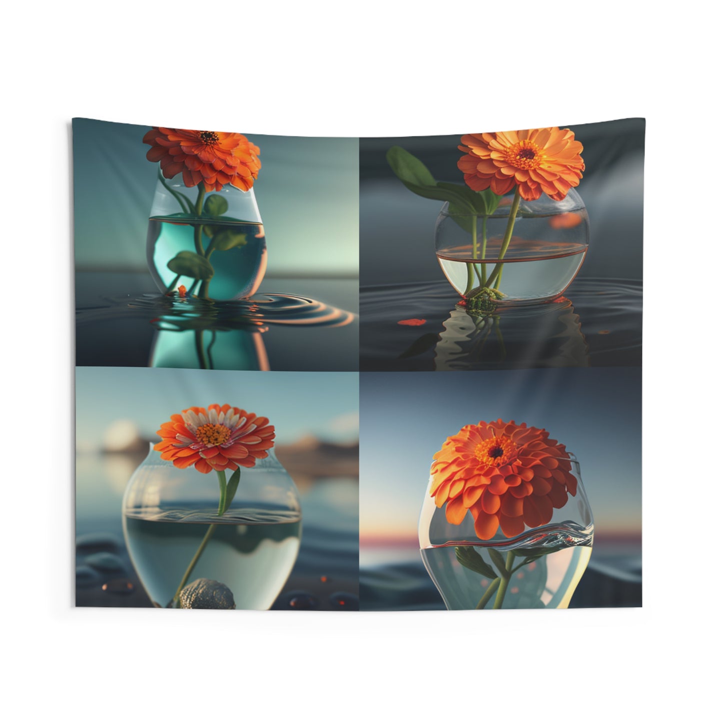 Indoor Wall Tapestries Orange Zinnia 5