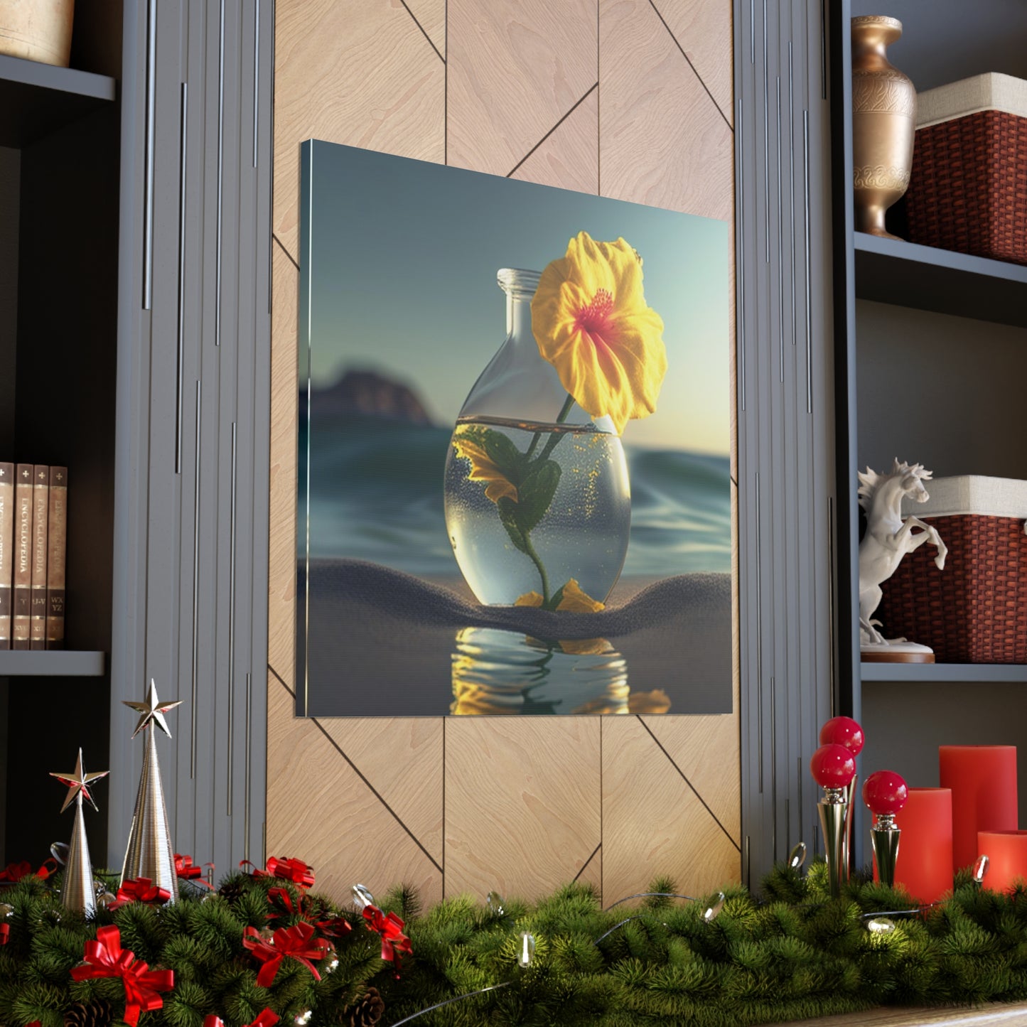 Canvas Gallery Wraps Yellow Hibiscus glass 2