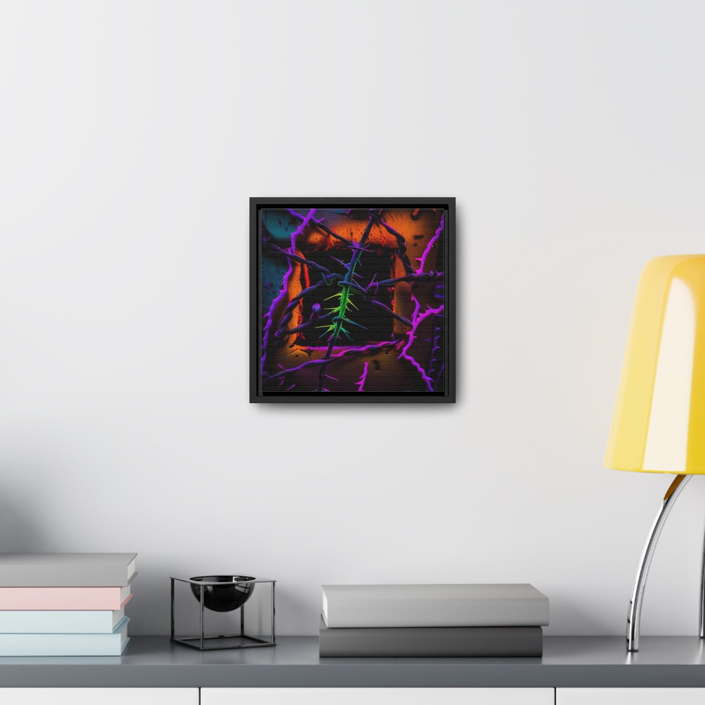 Gallery Canvas Wraps, Square Frame Macro Neon Barbs 1