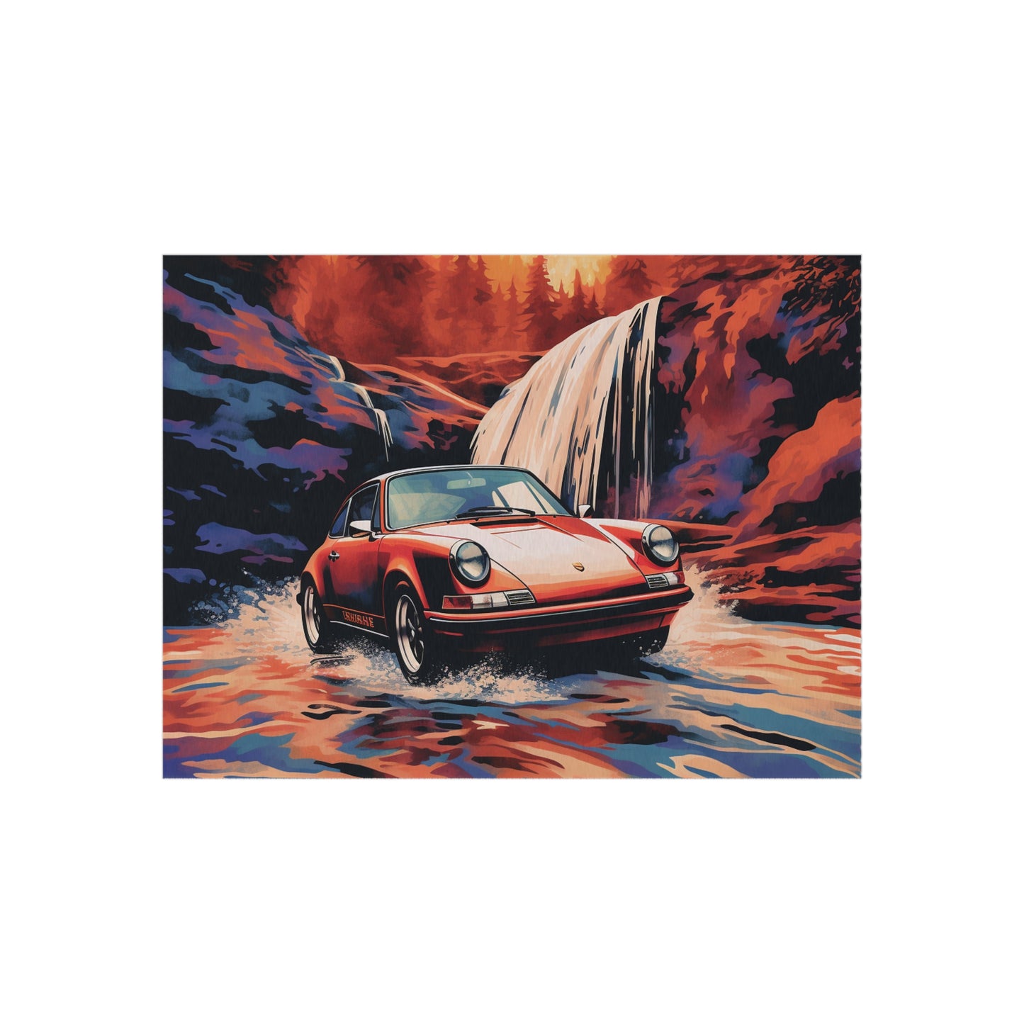 Outdoor Rug  American Flag Porsche Abstract 4