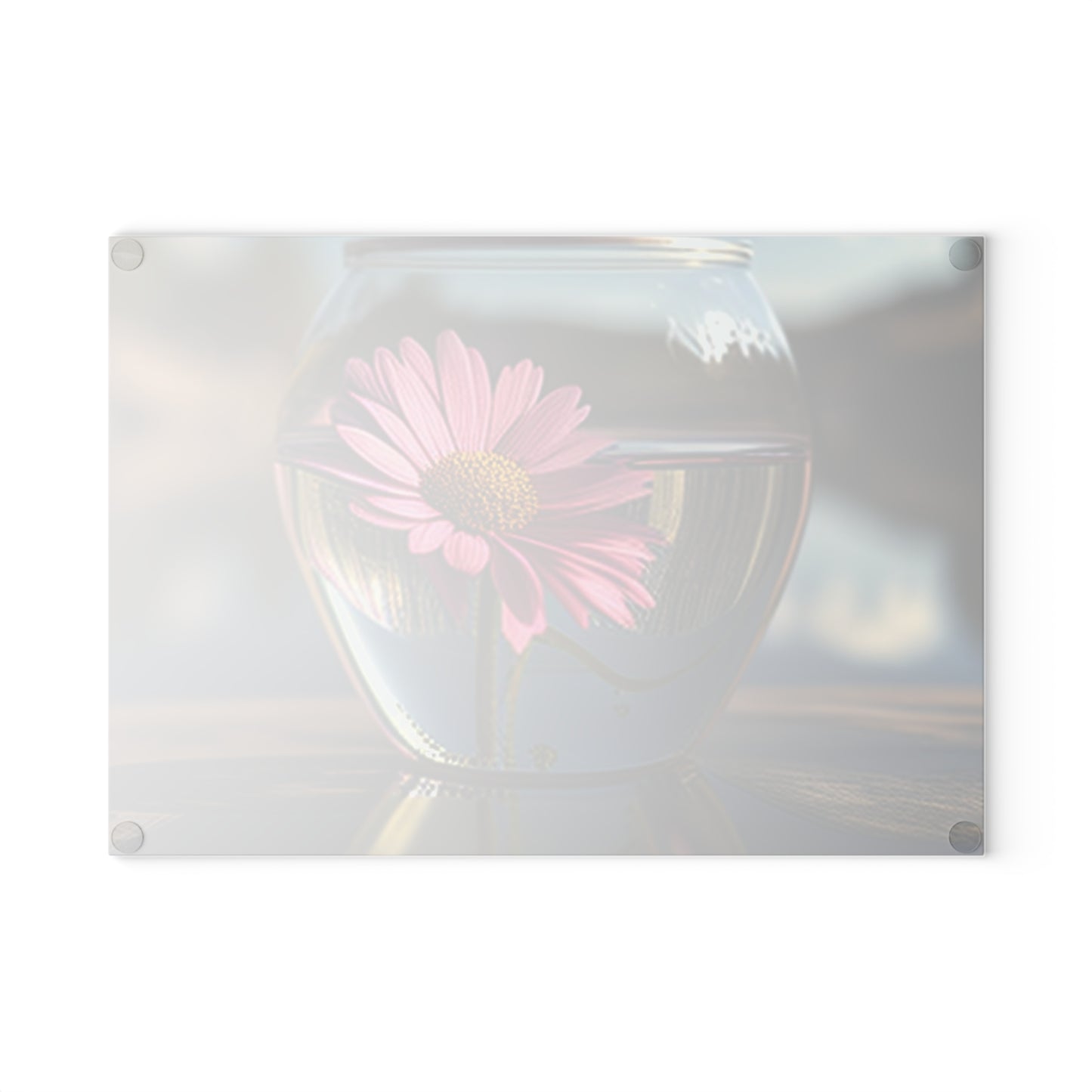 Glass Cutting Board Pink Daisy 3