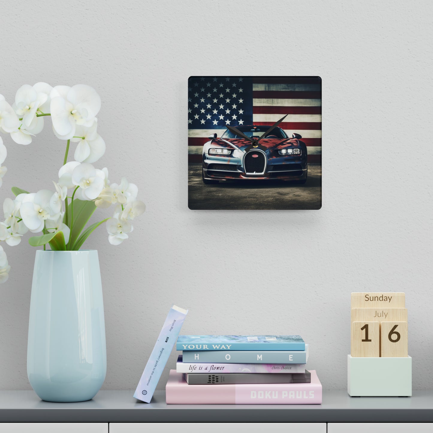 Acrylic Wall Clock Bugatti Flag 3