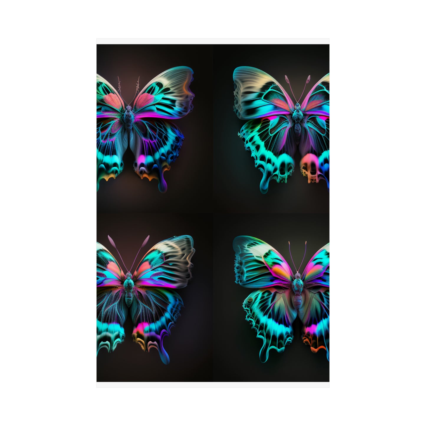 Premium Matte Vertical Posters Neon Butterfly Fusion 5