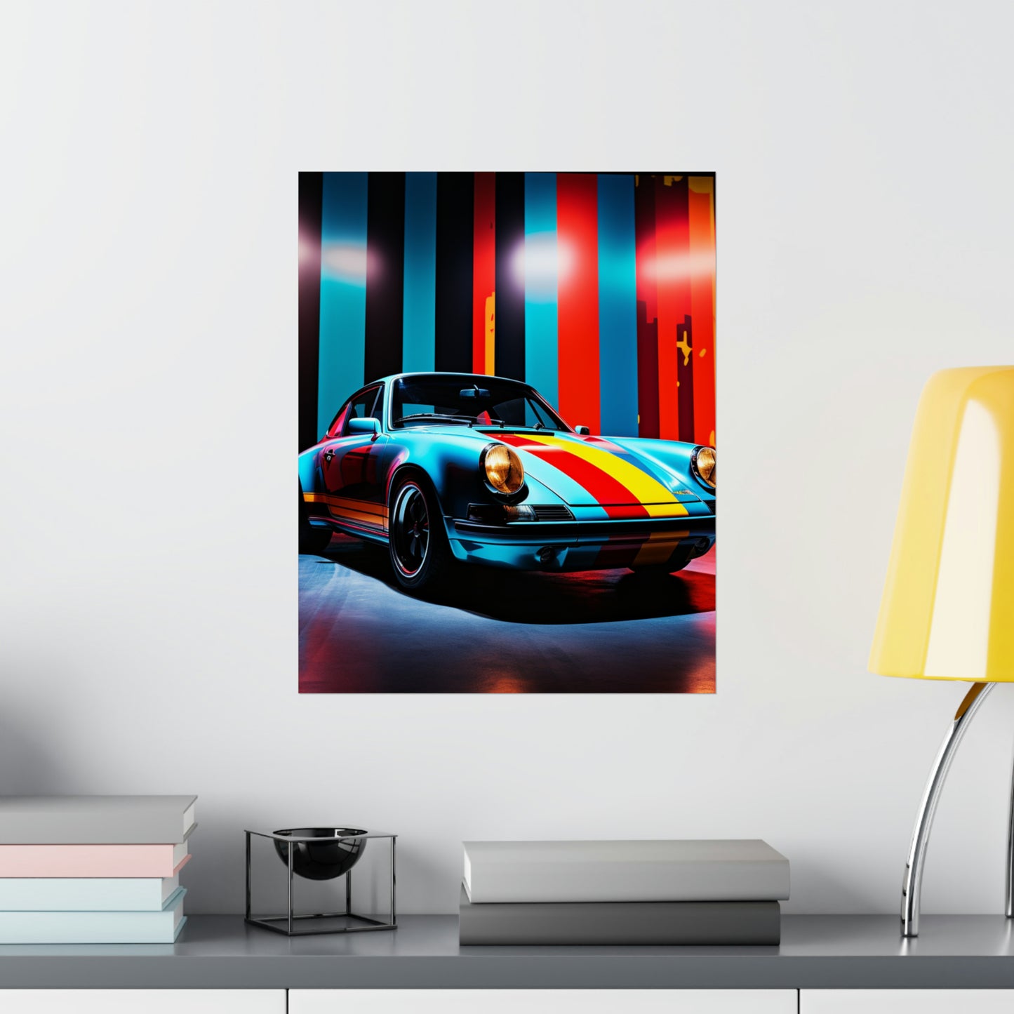 Premium Matte Vertical Posters Macro American Flag Porsche 3