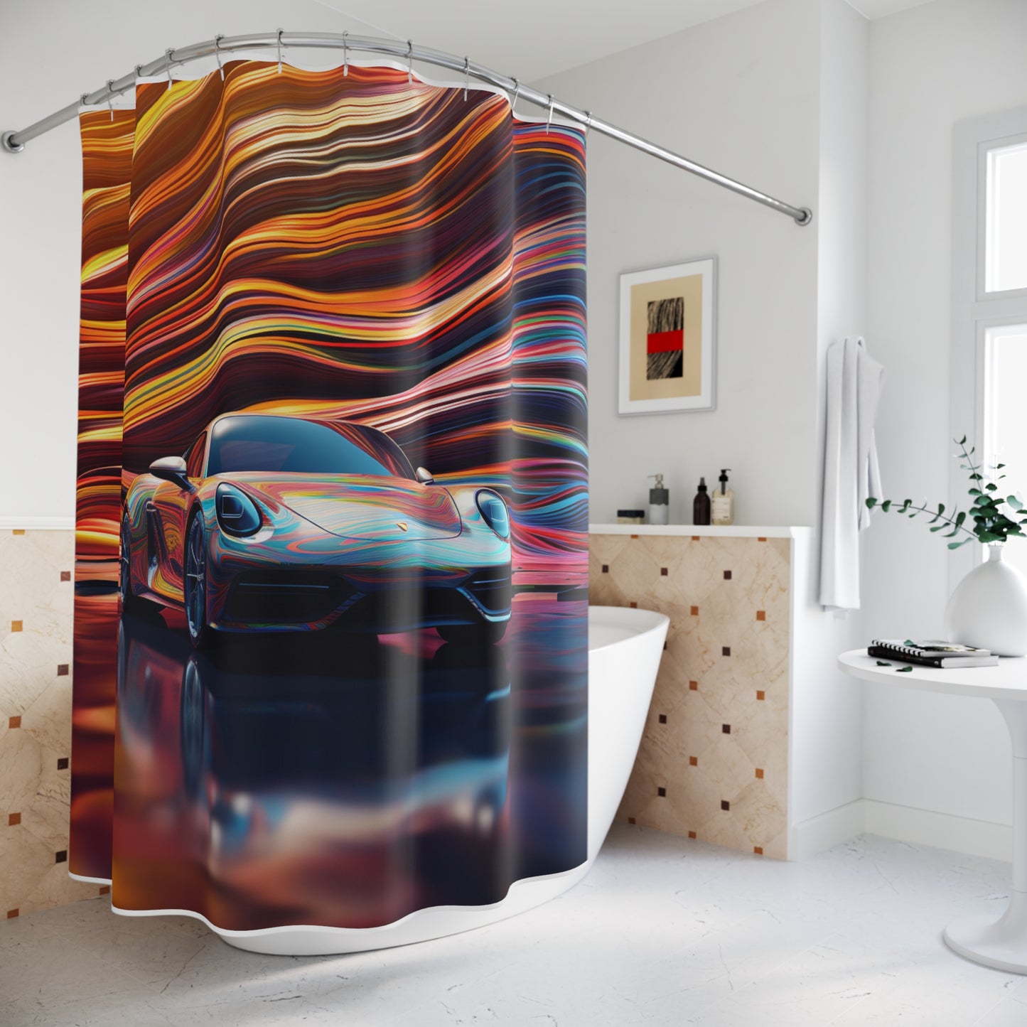 Polyester Shower Curtain Porsche Water Fusion 1