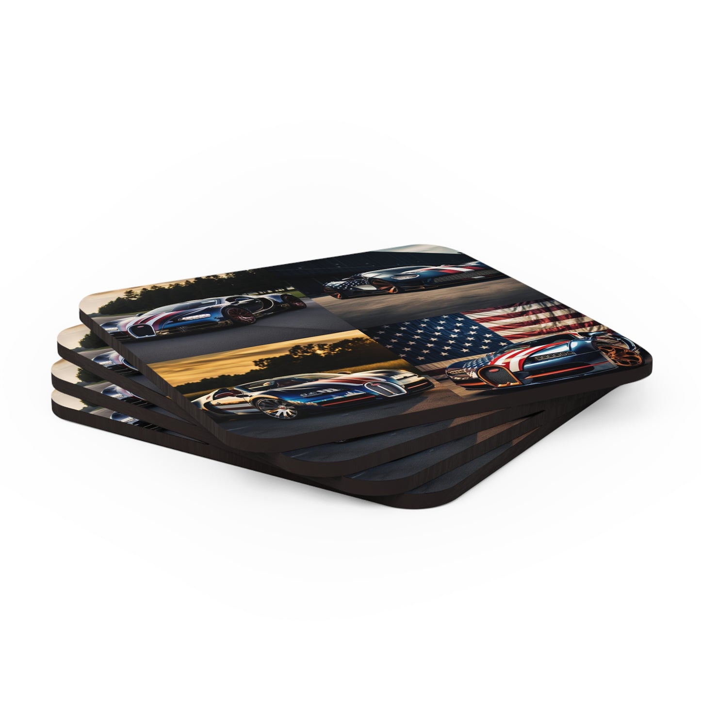 Corkwood Coaster Set Bugatti Flag American 5