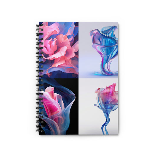 Spiral Notebook - Ruled Line Pink & Blue Tulip Rose 5