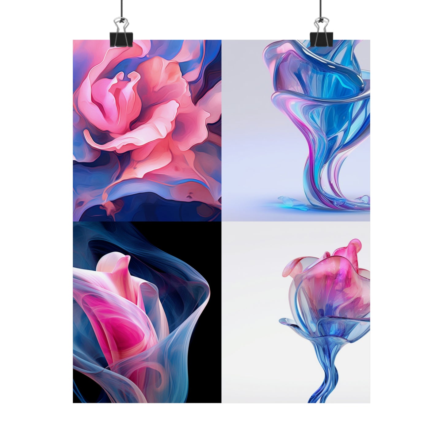 Premium Matte Vertical Posters Pink & Blue Tulip Rose 5