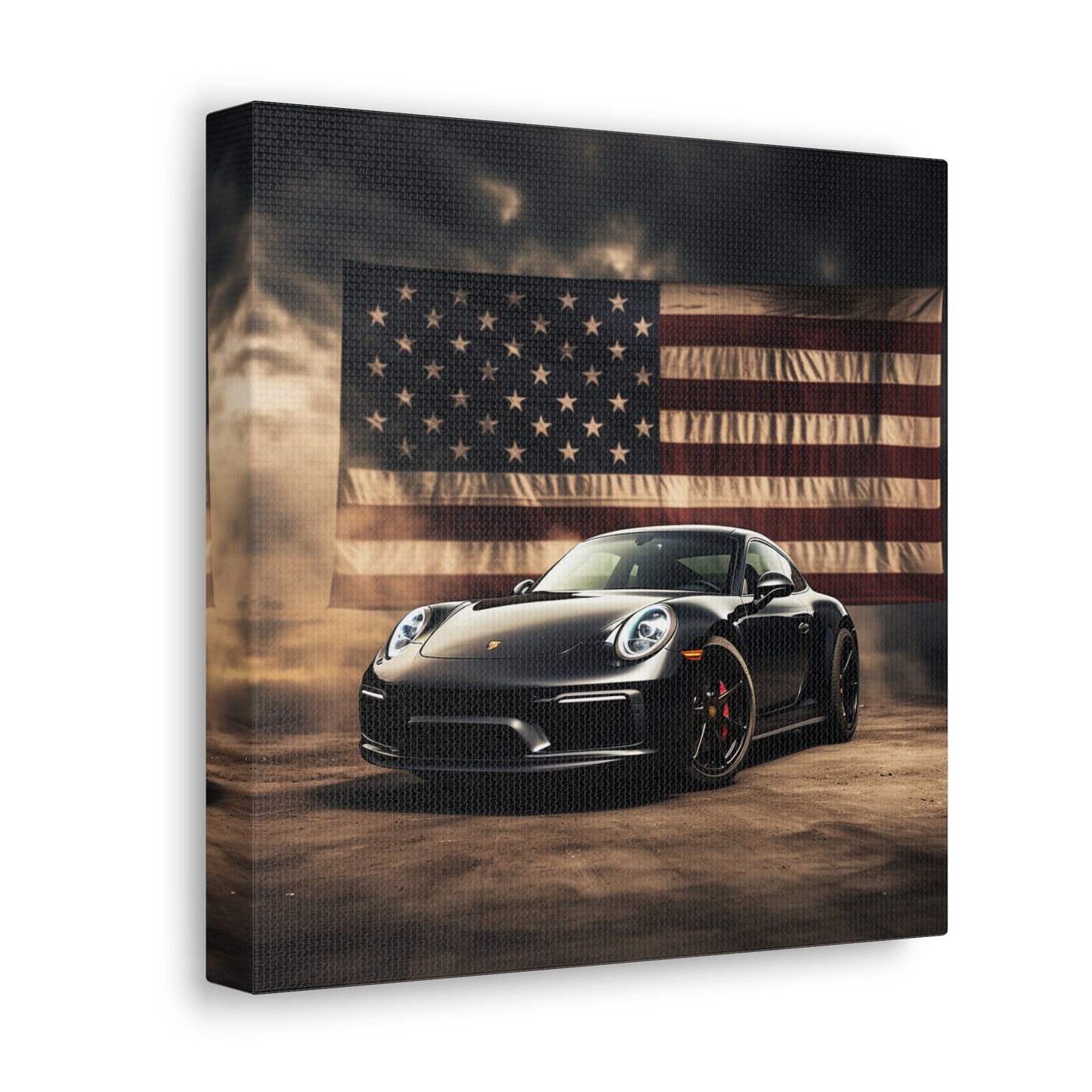 Canvas Gallery Wraps American Flag Background Porsche 4