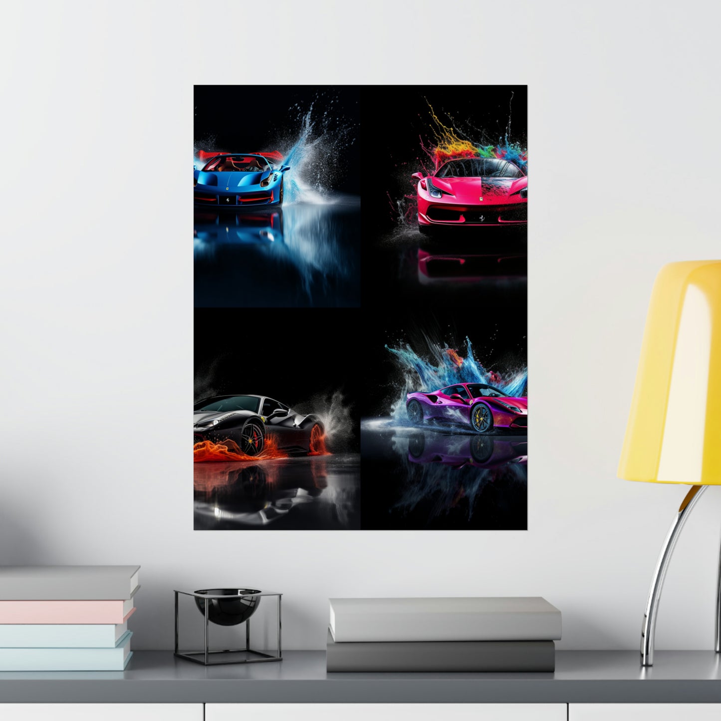 Premium Matte Vertical Posters Ferrari Water Splash 5