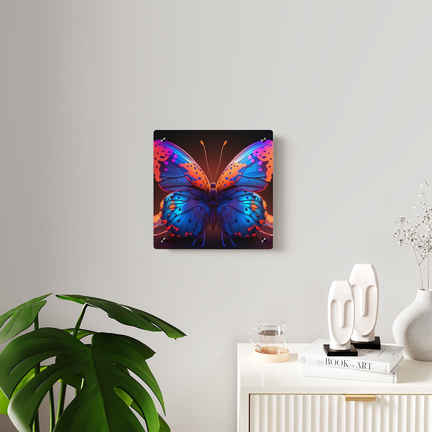 Acrylic Wall Art Panels Neon Butterfly Macro 3